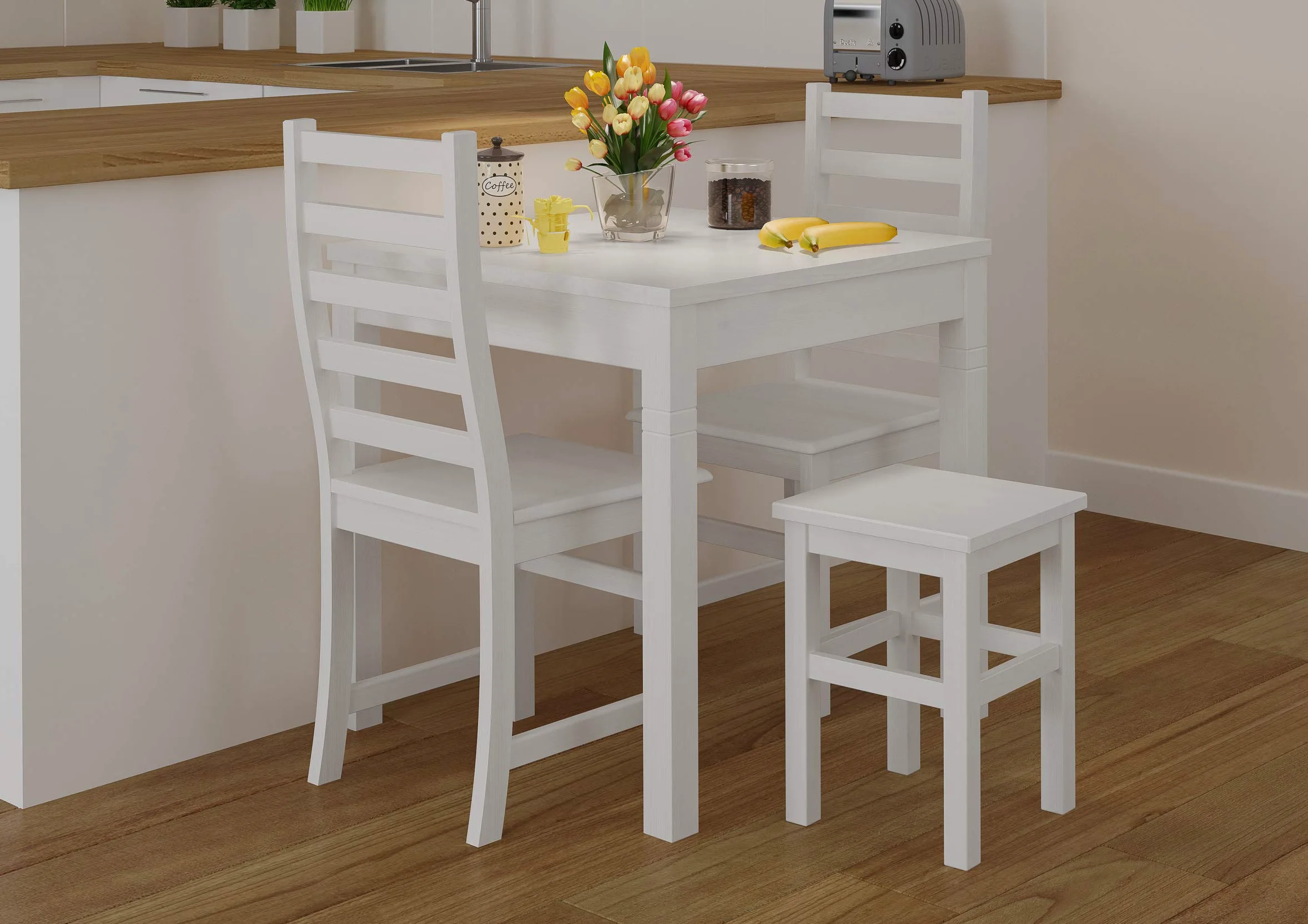 Erst-Holz Tabouret en Bois Massif sans Dossier en pin Massif Naturel ou Blanc V-90.71-41pin Blanc