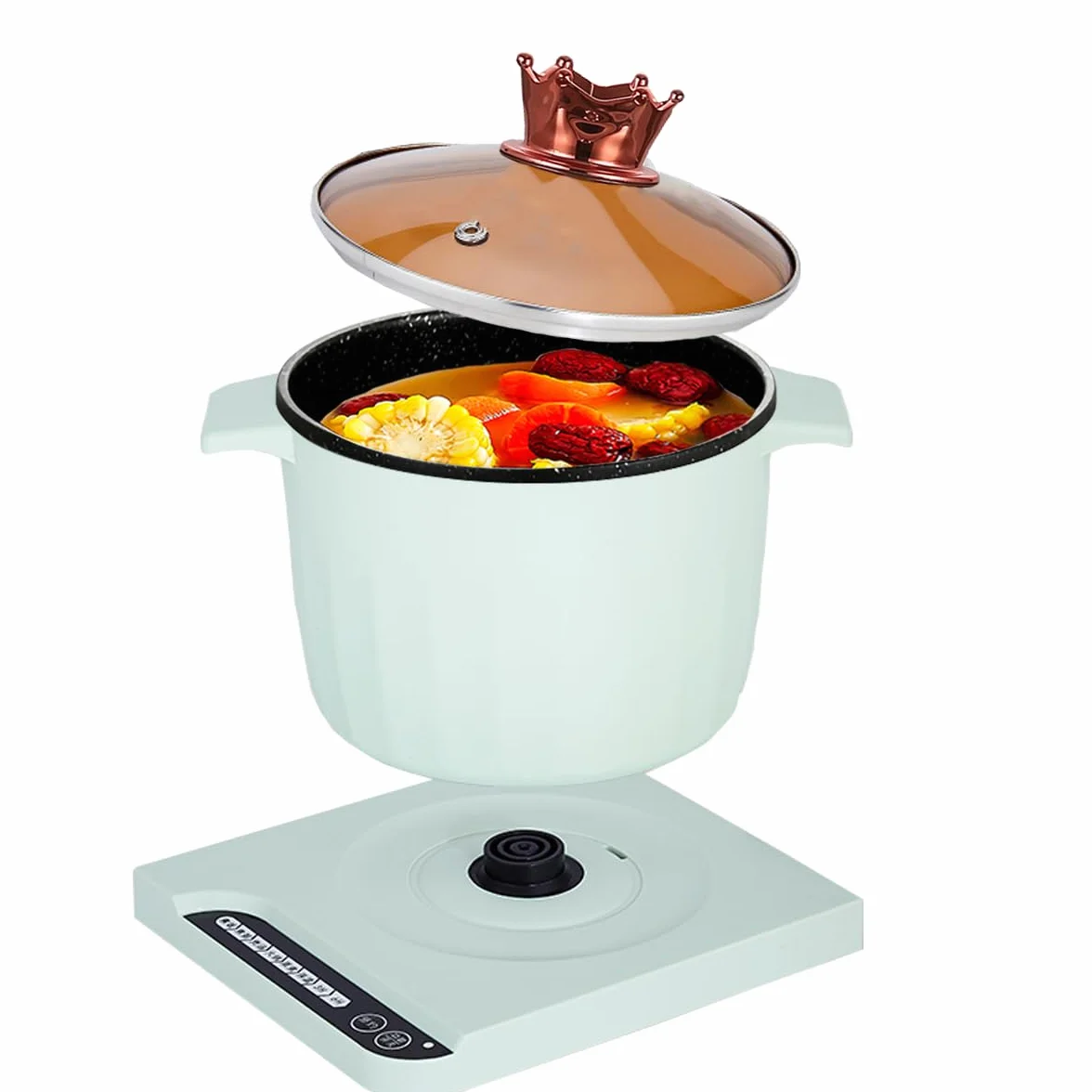 Fondue électrique, poêle antiadhésive de 1,5 l, cuisinière intelligente multifonction avec isolation thermique, mini Ramen pot, poêle électrique multifonction pour la maison/bureau/dortoir, blanc