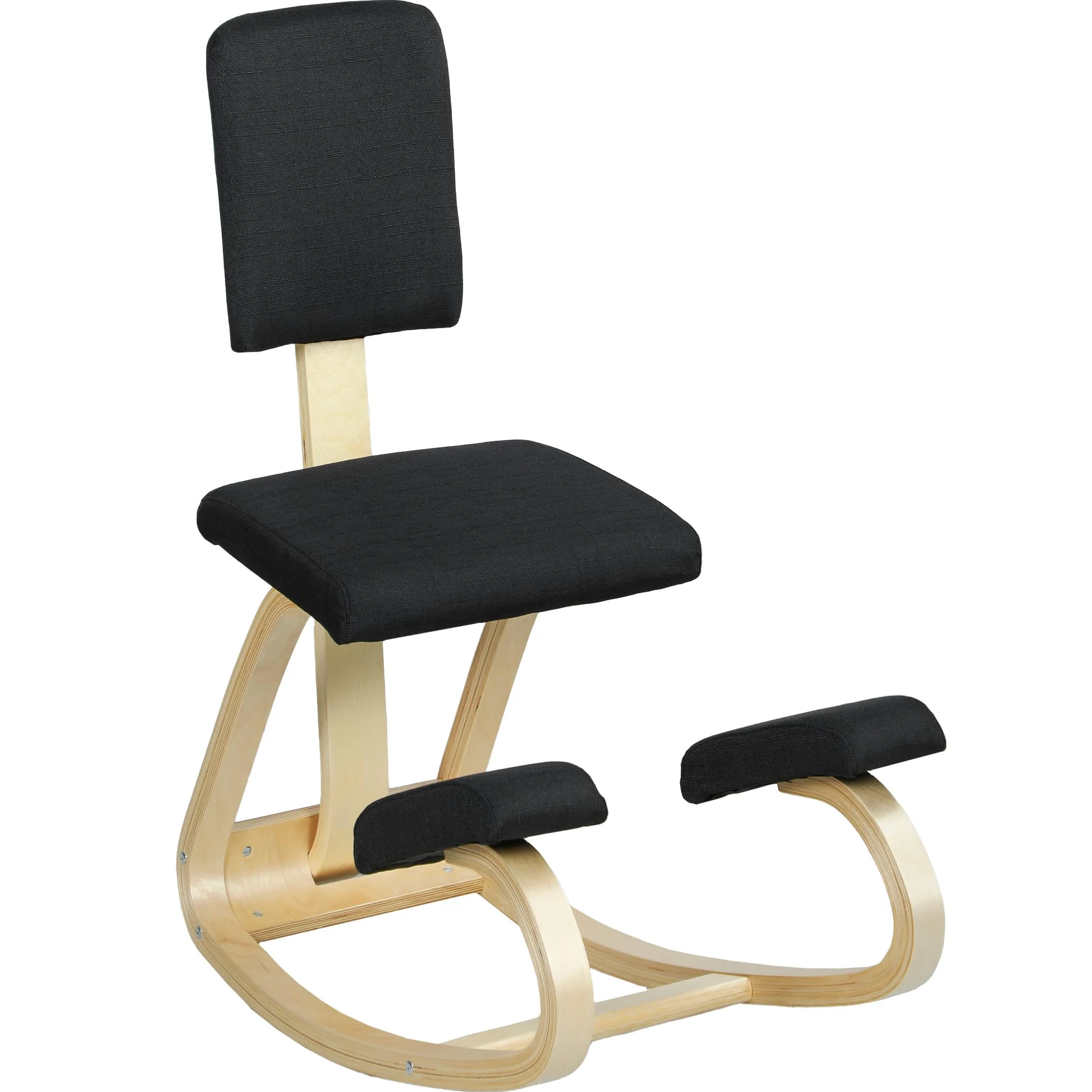 HOMCOM Chaise à Genoux Ergonomique avec Dossier, siège Assis Genoux à Bascule, Tabouret Ergonomique, Tabouret Bureau orthopédique, correcteur de Posture, soulager Les douleurs au Dos, Noir