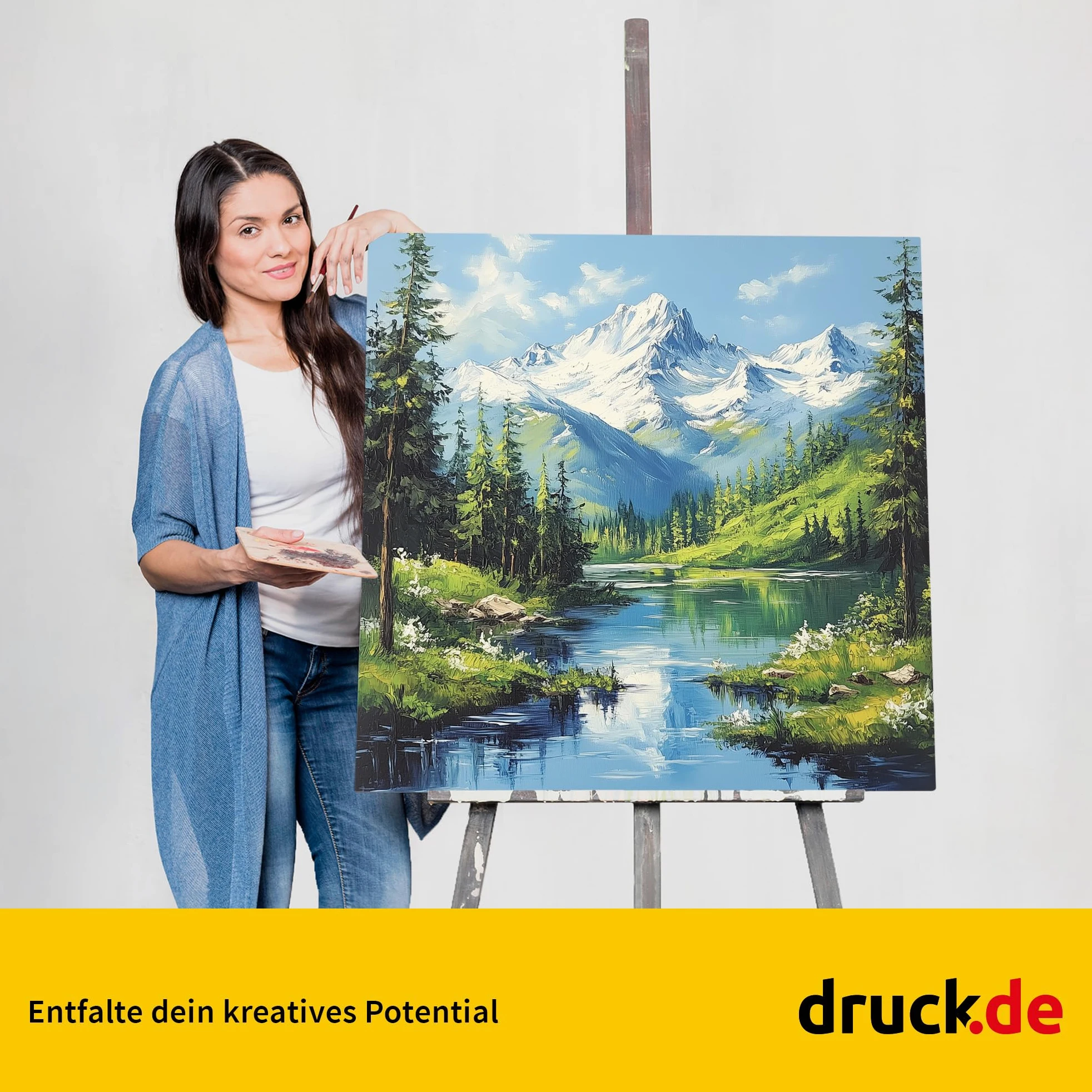 Ensemble de châssis en 1 pièce de 90 x 90 cm Toile d'art blanche en polyester à peindre, prête à l'emploi, convient pour les peintures acryliques ou les peintures textiles, fournitures de projet de