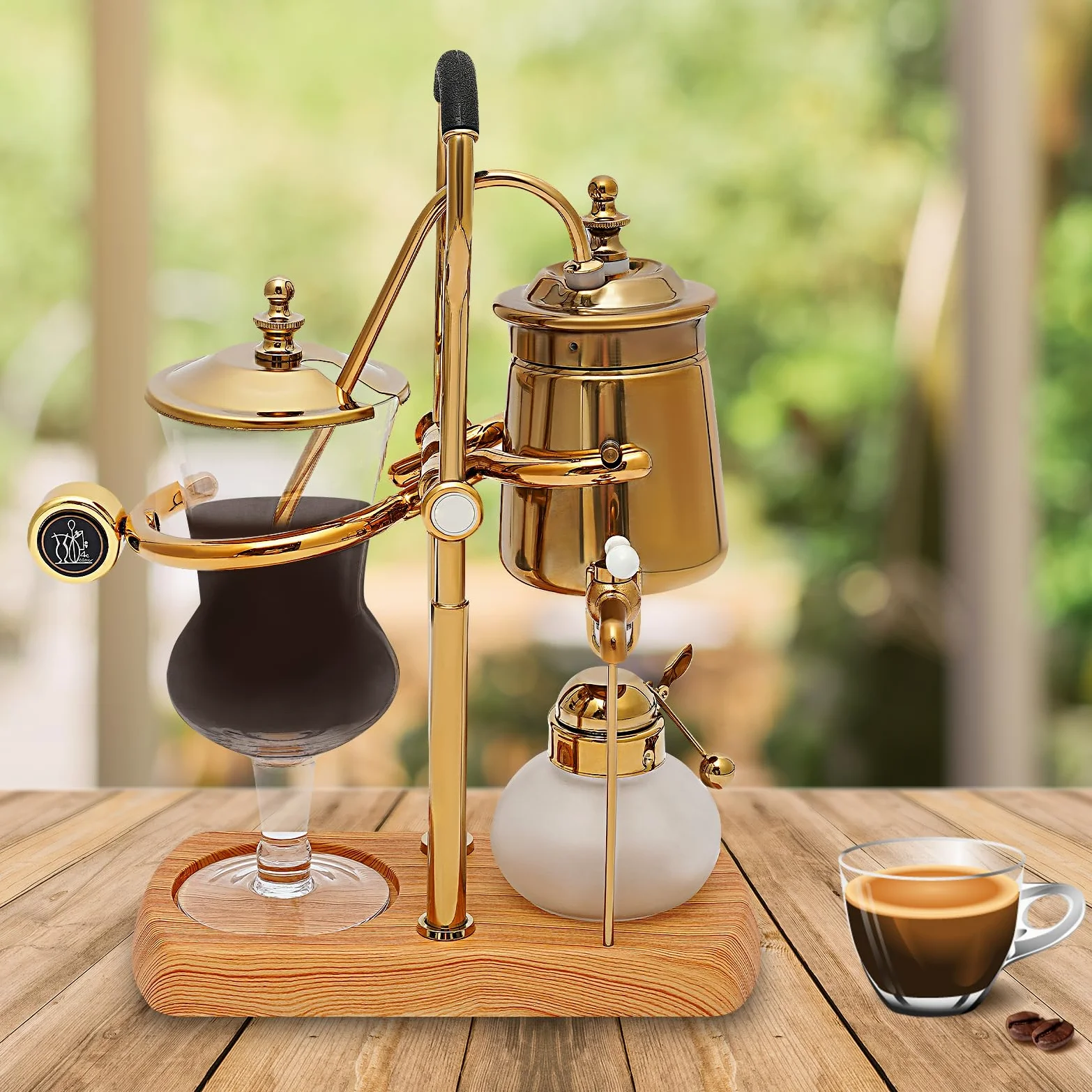 Cafetière à siphon avec robinet pivotant à 180 °, théières à café antiques et amovibles, pour usage professionnel et privé, or