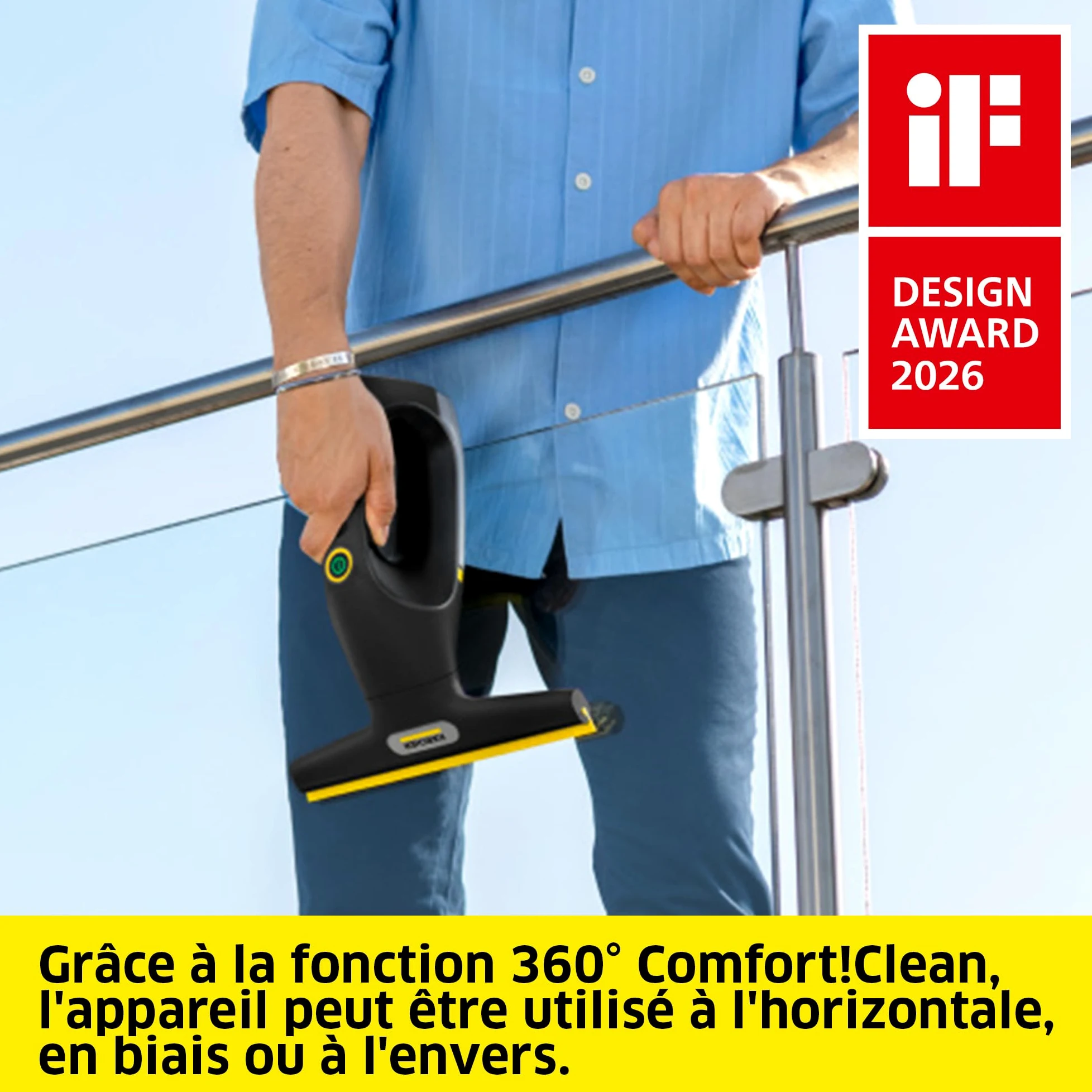 Kärcher nettoyeur de vitres sans fil WV 2 Universal Precision+ Black, autonomie : 35 min, réservoir : 120 ml, 2 raclettes, pulvérisateur avec bonnette en microfibres, nettoyant vitres 20 ml