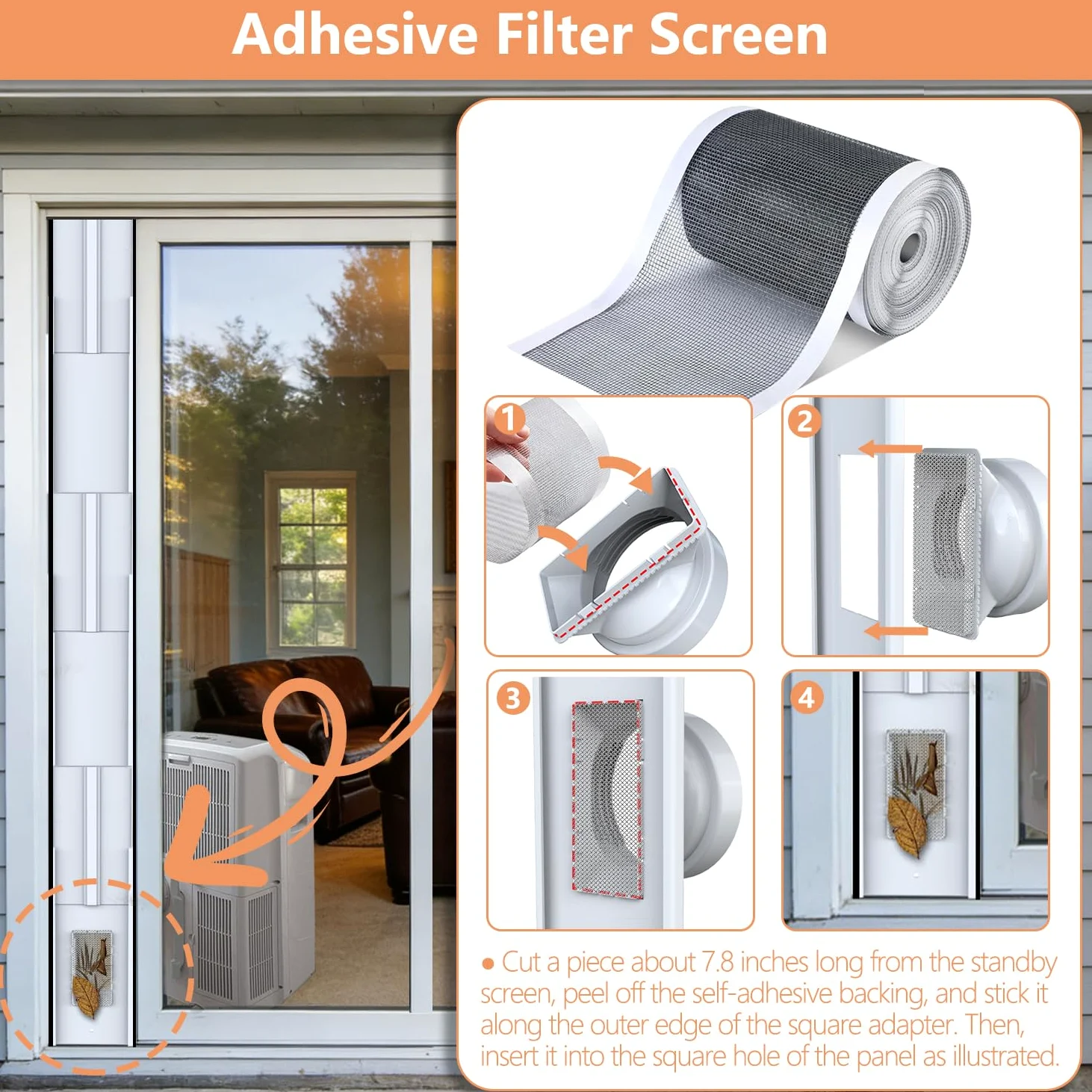 240cm Joint de porte pour climatiseurs mobiles avec Adapt Universel 13/15cm, 1 m Filtre DIY & Joint pour Climatiseur Mobile/Déshumidificateur sur Portes/Fenêtres