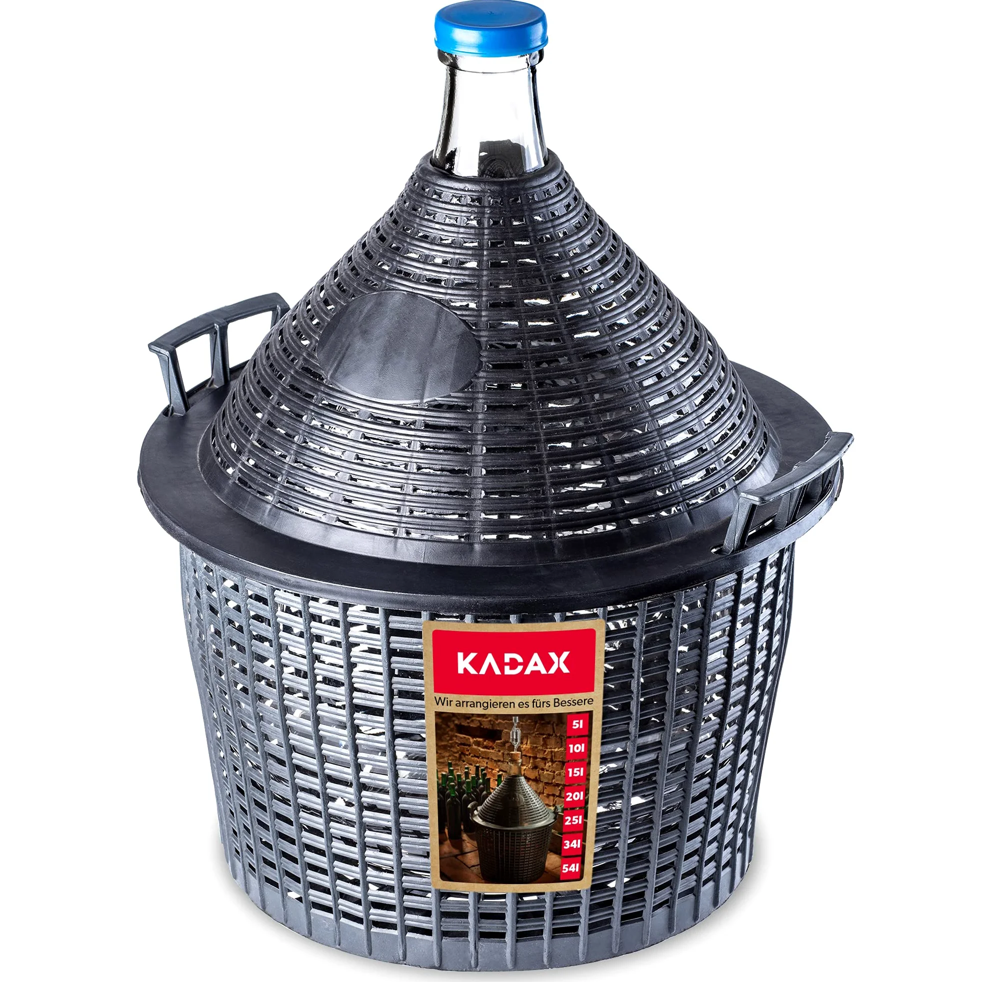 KADAX bonbonne en Verre 20L – Ballons de Fermentation à col étroit avec Panier pour vin, bière & cidre