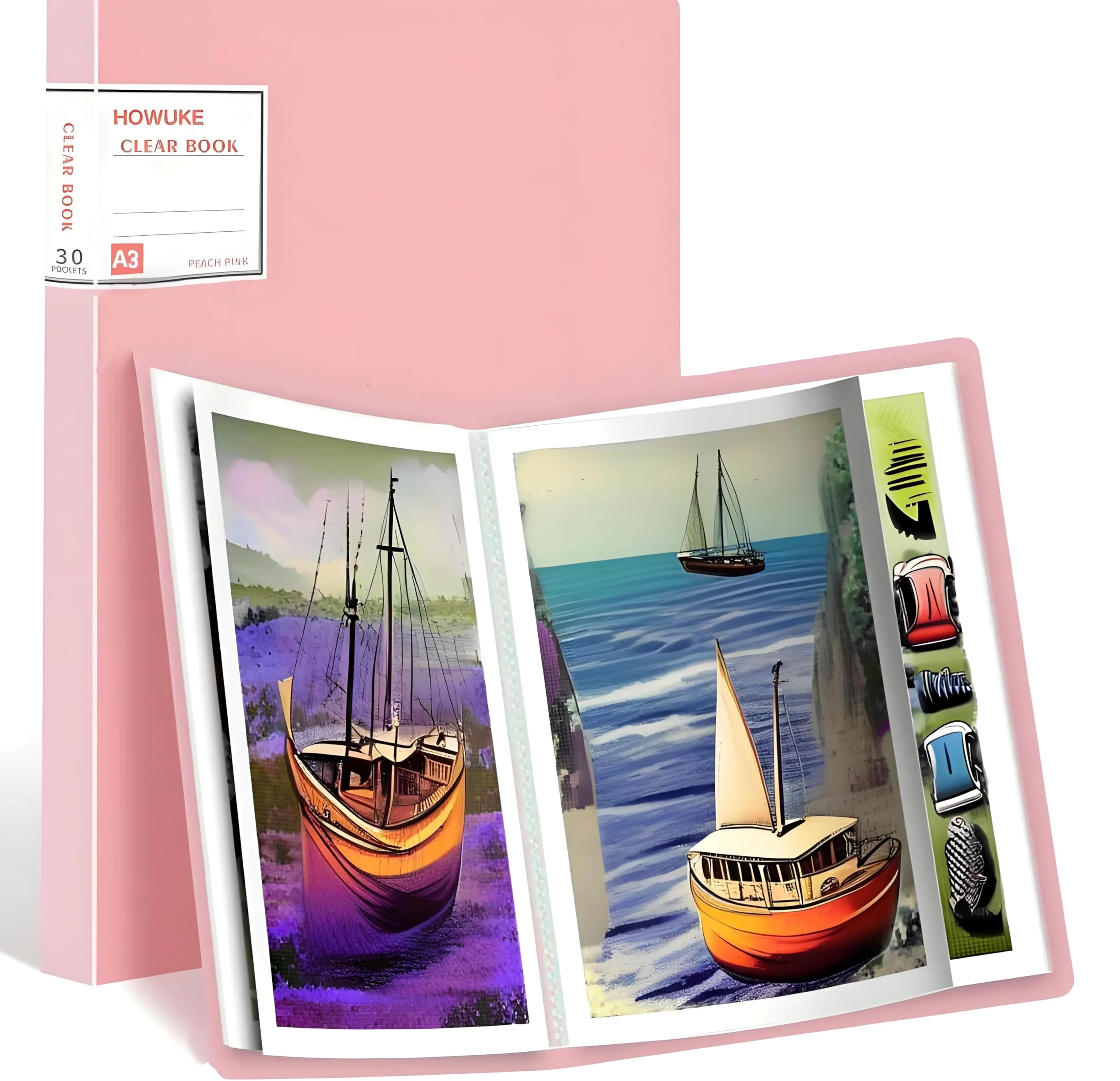 Diamond Painting Album peinture Classeur A2 pour diamants, 30 poches transparentes, 60 x 42 cm ou plus petit