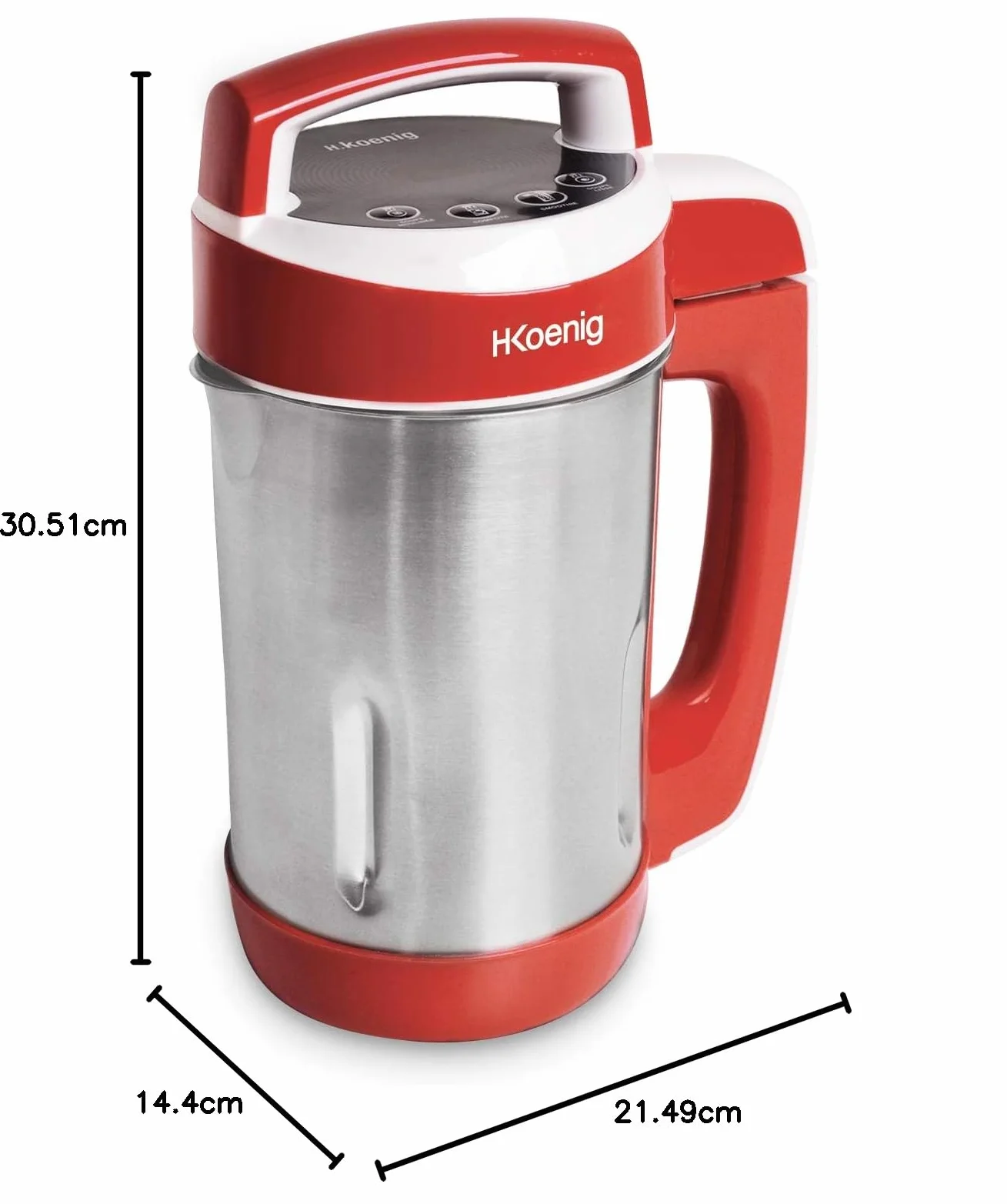 H.Koenig Blender à Soupe Chauffant 1.1L MXC18 Inox, Multifonctions professionnel, Fonction mixage, 2 Programmes de cuisson, 850W