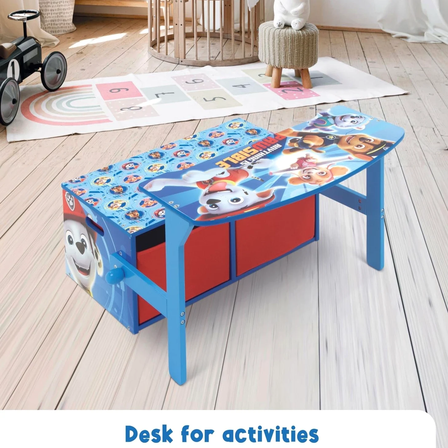 Banc à Jouets 3 en 1 en Bois modèle Paw Patrol