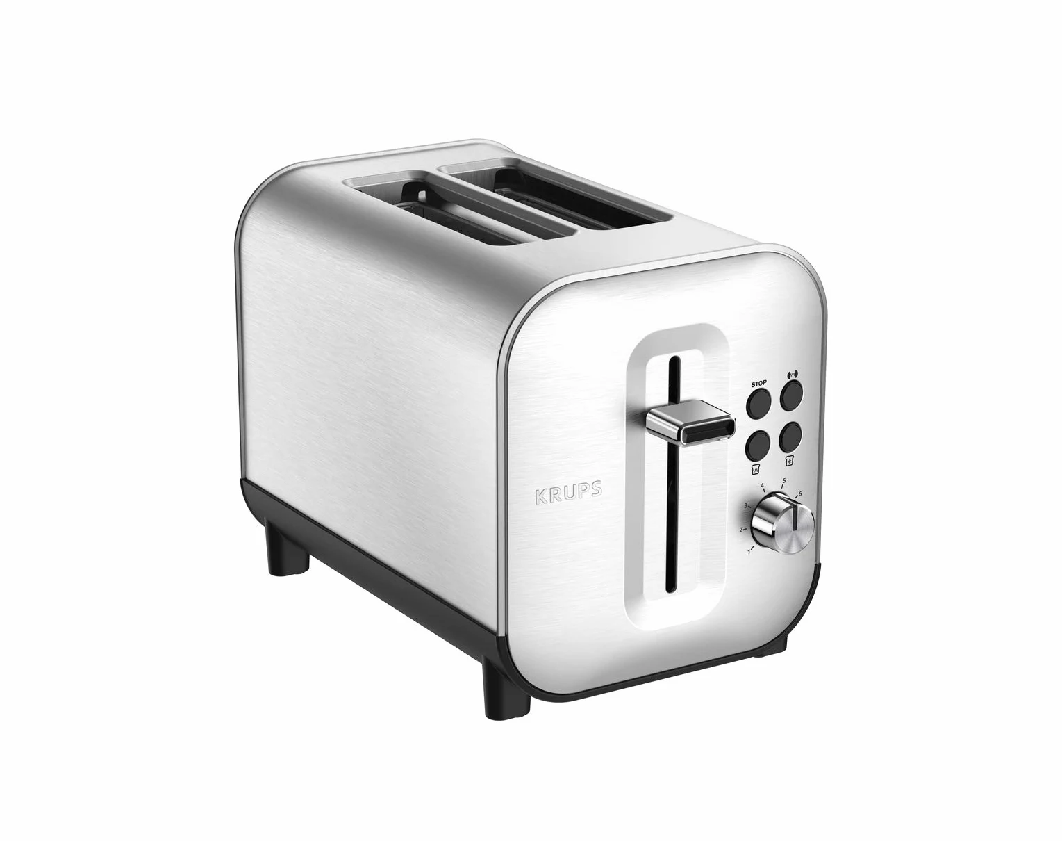 Krups Grille-pain 2 fentes larges, Inox brossé premium, 8 réglages température, Remontée extra-haute, Tiroir ramasse-miettes, Excellence KH682D10