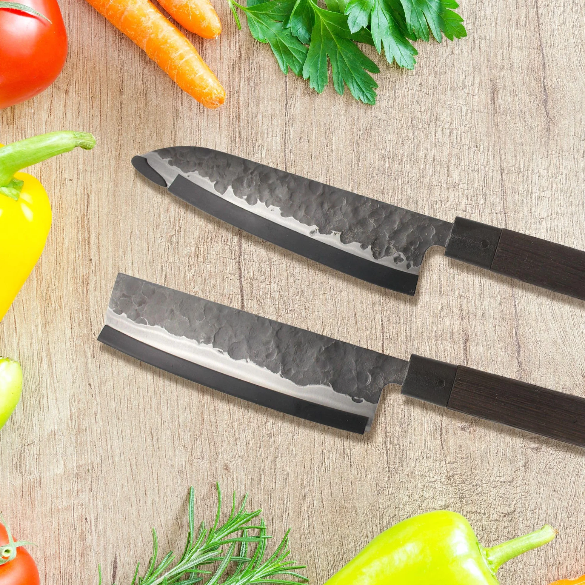Fishtec - Coffret couteaux de cuisine haut de gamme - Lames acier japonais - Manches palissandre africain ergonomiques - Boîte cadeau élégante - Idée cadeau pour cuisiniers débutants et