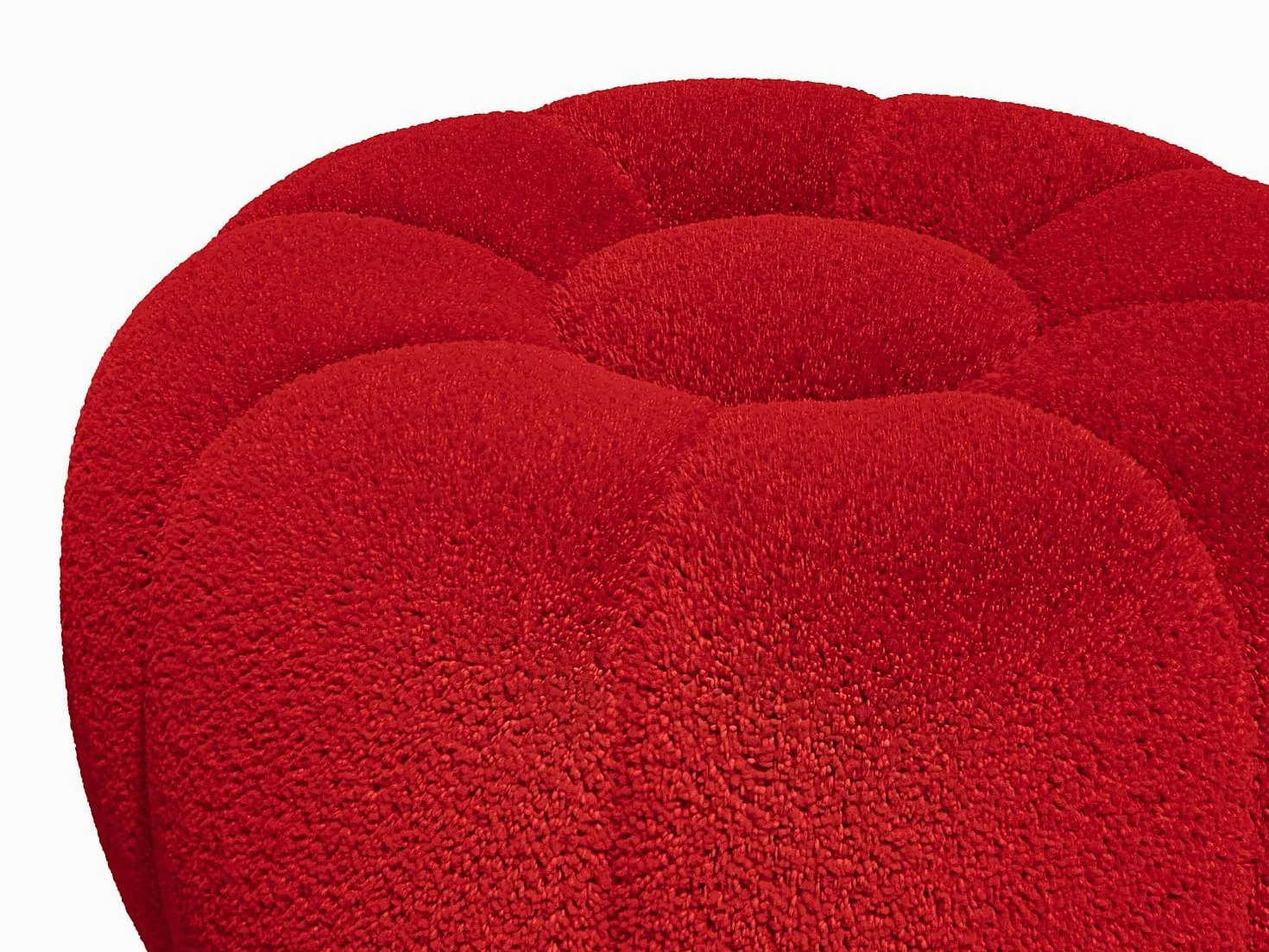 Vente-unique - Pouf Design Fleur en Tissu Bouclette Rouge DELPODA