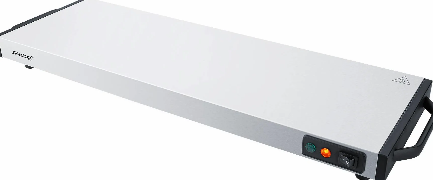 Steba Plaque de chaleur 1200W en acier inoxydable et noir, Moderne, Chauffe rapide, Témoin de température, Lumineux fonctionnement, Nettoyage facile