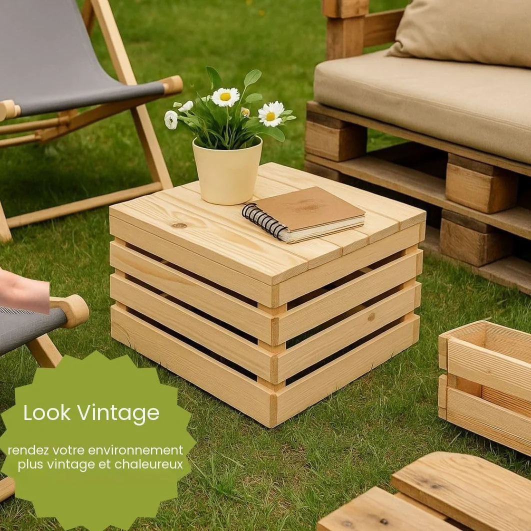 Grandes caisses en bois 50x40x30 cm – Lot de 3 boîtes naturelles – Caisse à vin, fruits et légumes – Boîte de rangement en bois vintage pour déco, cuisine, jardin ou étagère