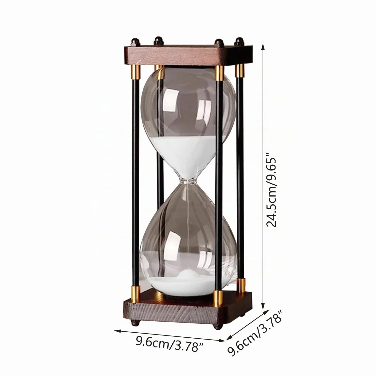Grand sablier 60 minutes, sablier en bois, décoration en verre arc-en-ciel, cadeau pour la maison, le bureau, la décoration de mariage (blanc)