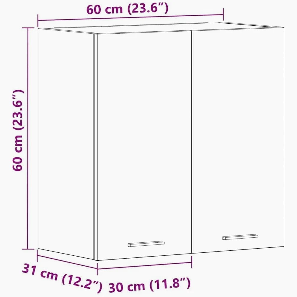 vidaXL Armoire Murale Lyon, 60x31x60 cm, Bois reconstitué, Blanc, Meuble Suspendu, Rangement Salle de Bain & Cuisine, Charge Max 60 kg