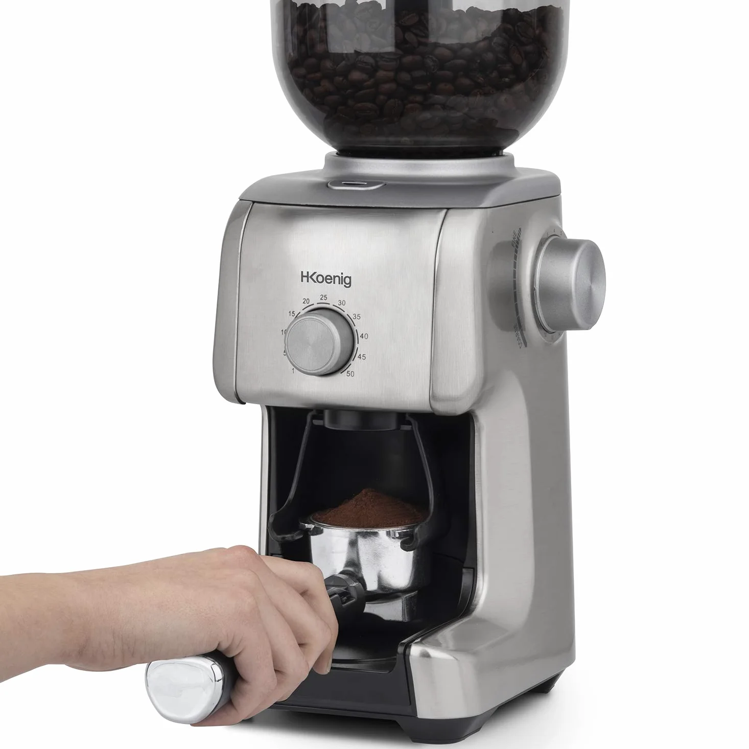 H.Koenig Moulin à Café Electrique GRD830, Broyeur Café Grain Professionnel, Grinder Pro, Meule Conique, 16 Tailles de Mouture, Capacité 400g, 130 W