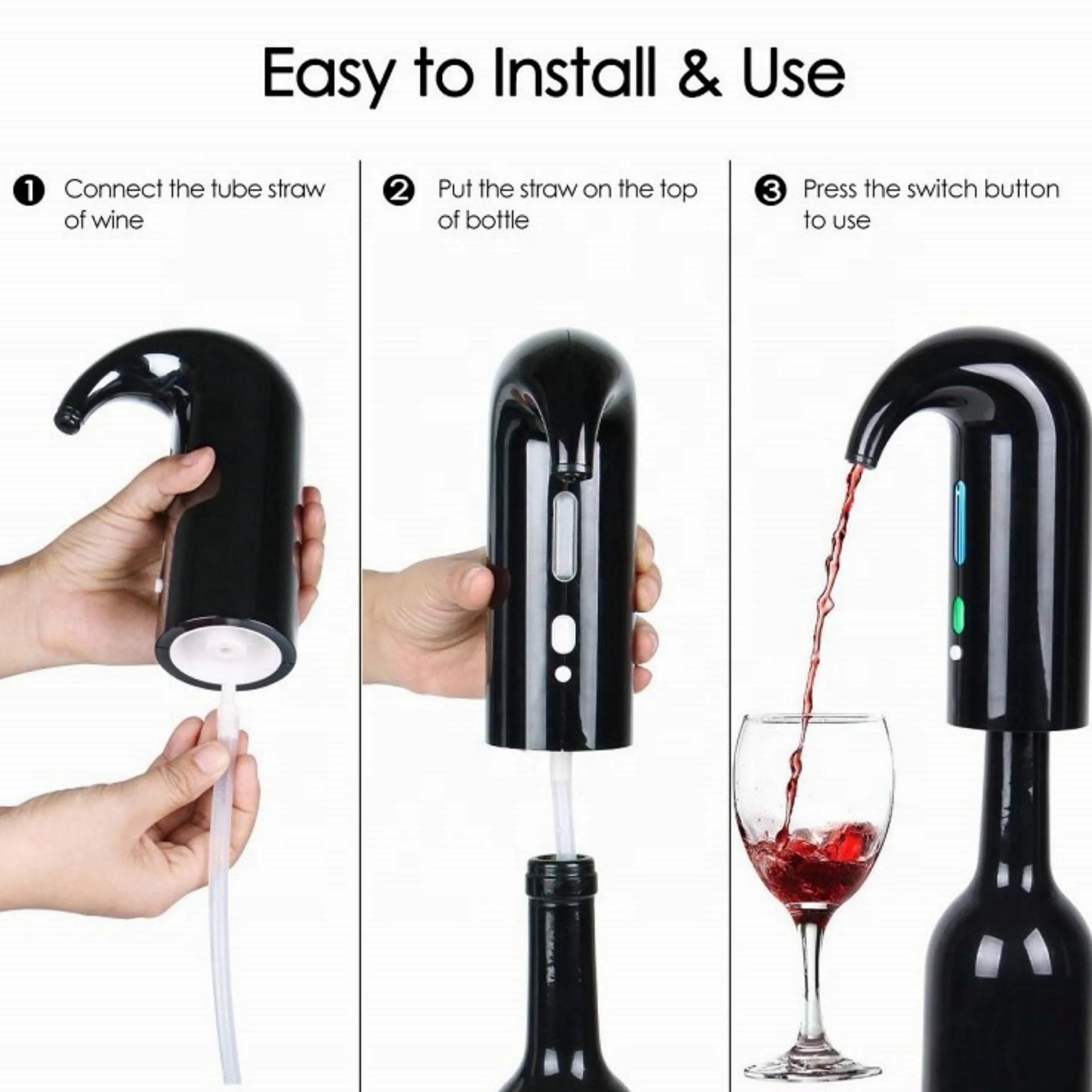 Yomety Aérateur de vin électrique, décanteur de vin électrique, distributeur de vin, accessoires de vin, bec verseur et cadeaux pour les amateurs de vin