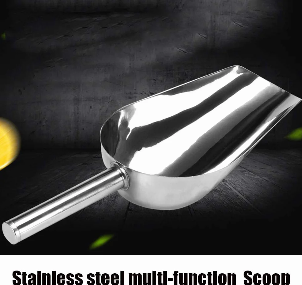 Cuillère en Acier Inoxydable, Cuillère À Glace, Pelle À Cacahuètes, Pelle À Fruits Secs, Cuillère À Nourriture Commerciale À Usages Multiples Argent 23x8.5cm(9x3inch) (Argent 26x10cm(10x4inch))