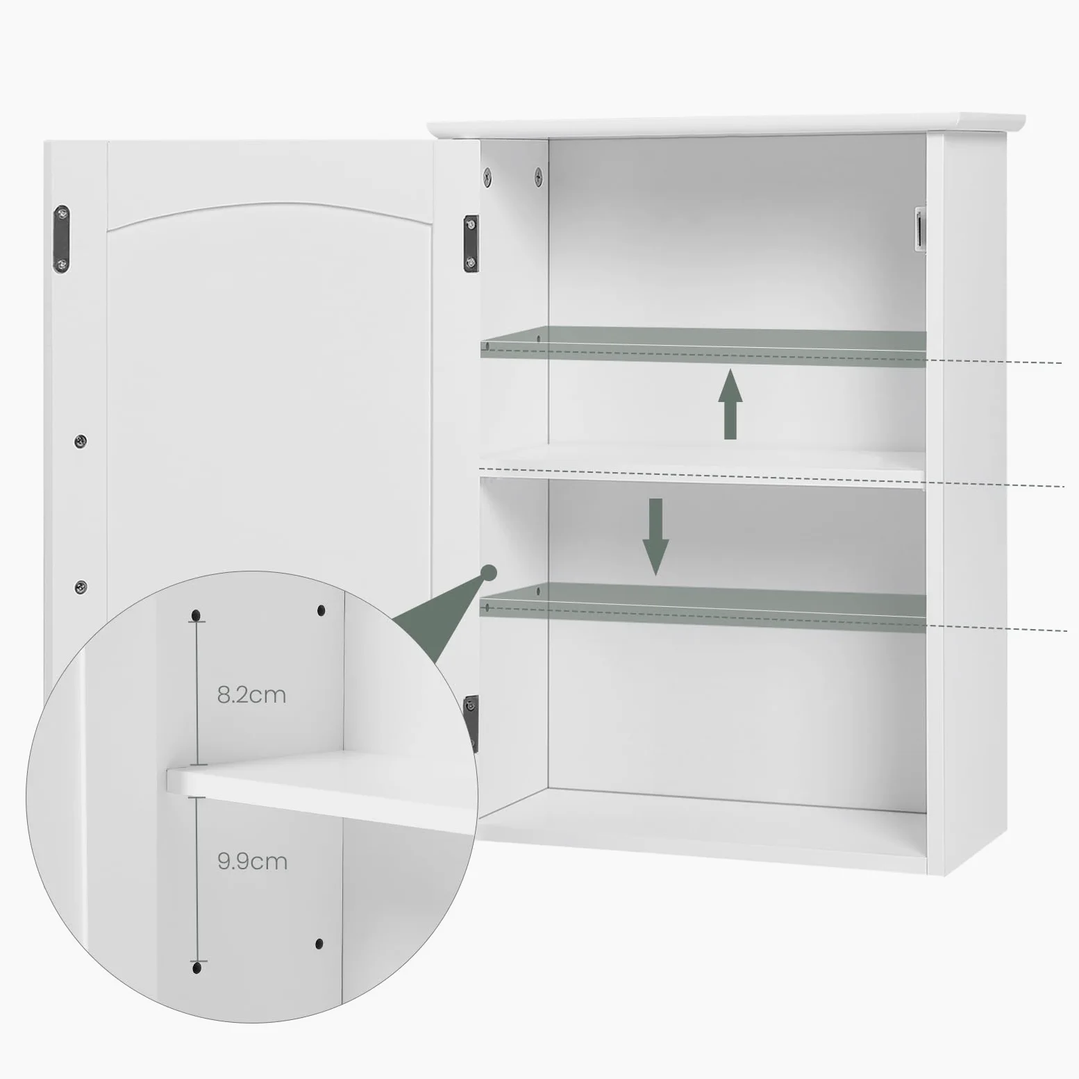 EUGAD Armoire Murale Salle de Bain, Meuble Salle de Bain, Armoire Pharmacie, Meuble WC Suspendu, avec Étagère Réglable, Porte, en MDF, Blanc, 40x17x51cm