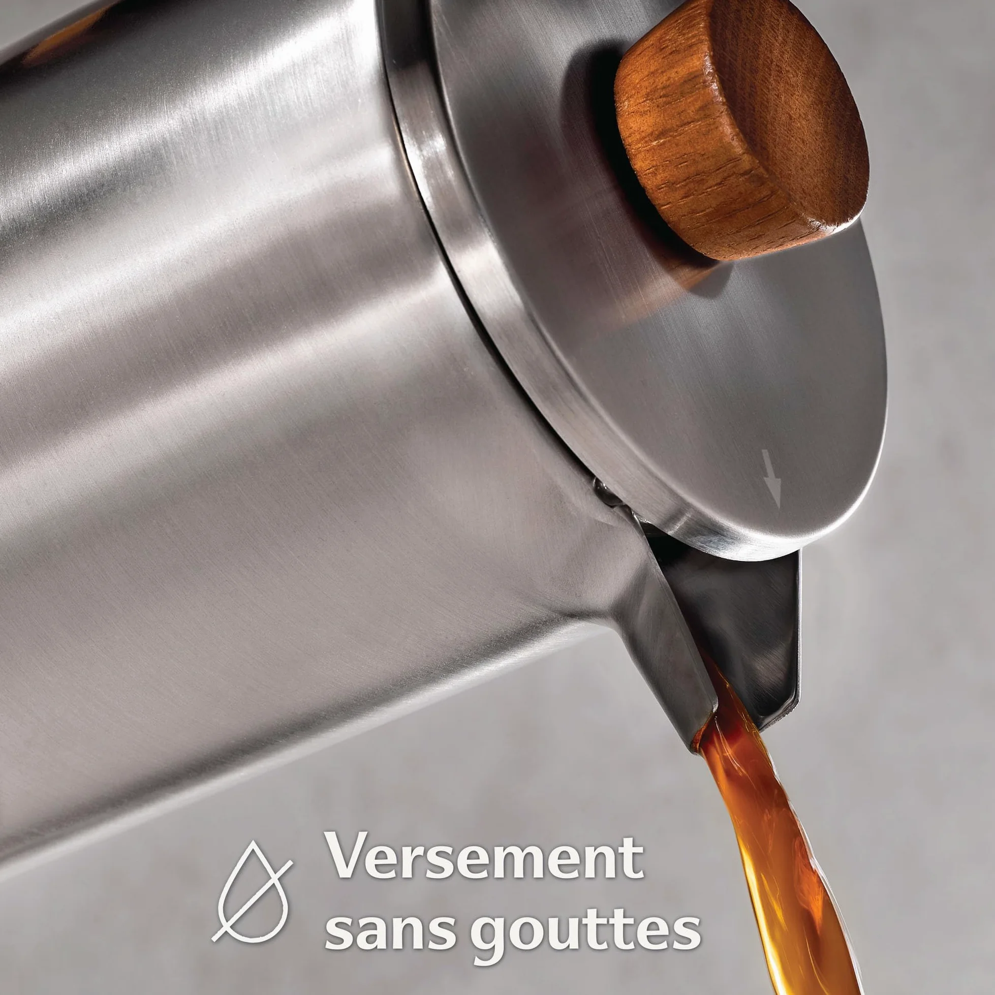 Cosumy Cafetière à Piston Inox 1l pour 5 Tasses - Double Paroi Isolante - Garde le café chaud - Acier Inoxydable et Bois de chêne FSC