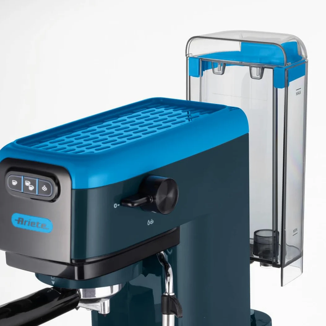 Ariete 1399 Machine à Café Percolateur, pour Expresso, Cappuccino, Thé et Tisane, Compatible avec le Café en Poudre et les Dosettes ESE, 1300 W, 15 Bar de Pression, Filtre 1-2 Tasses, Sky Blue