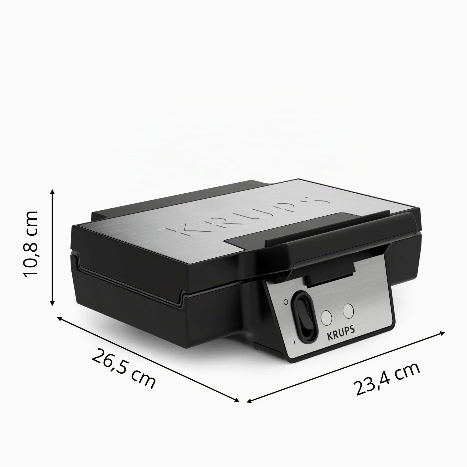 Krups FDK FDK261 - Gaufrier Iconic 850 W - Plaques antiadhésives en céramique - Design emblématique - Rangement vertical - Facile à utiliser - Noir/acier inoxydable