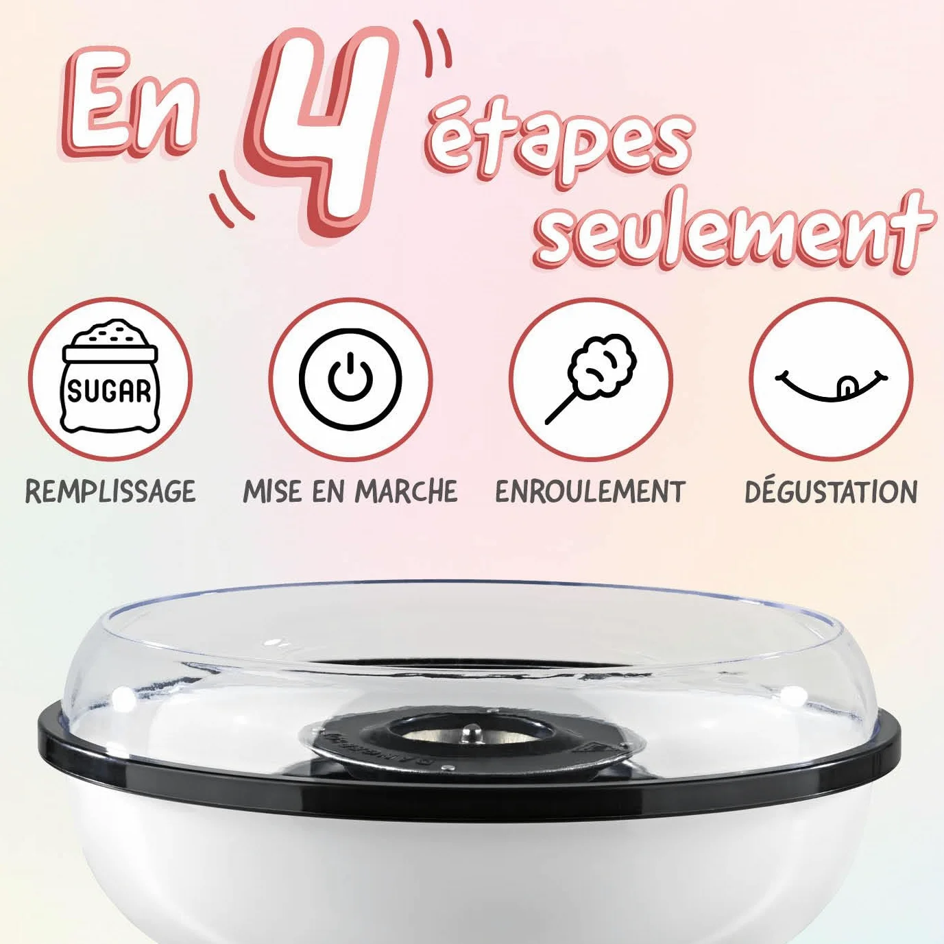 GOURMETmaxx Machine à barbe à papa pour la maison | L'original avec 10 bâtonnets & cuillère doseuse au design rétro nostalgique | Barbe a papa pour les fêtes d'enfants, les anniversaires [Menthe]