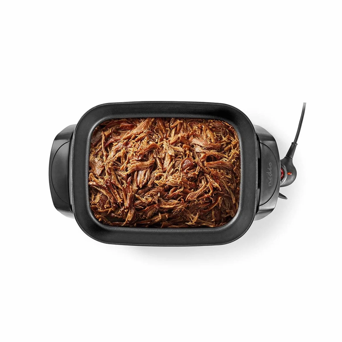 NEDIS Poêle à Frire Électrique - 2200 W - 7.0 L - Indicateur d'alimentation - Controle de la Température Réglable - 40 cm - Aluminium/Plastique - Noir FCSP110EBK40