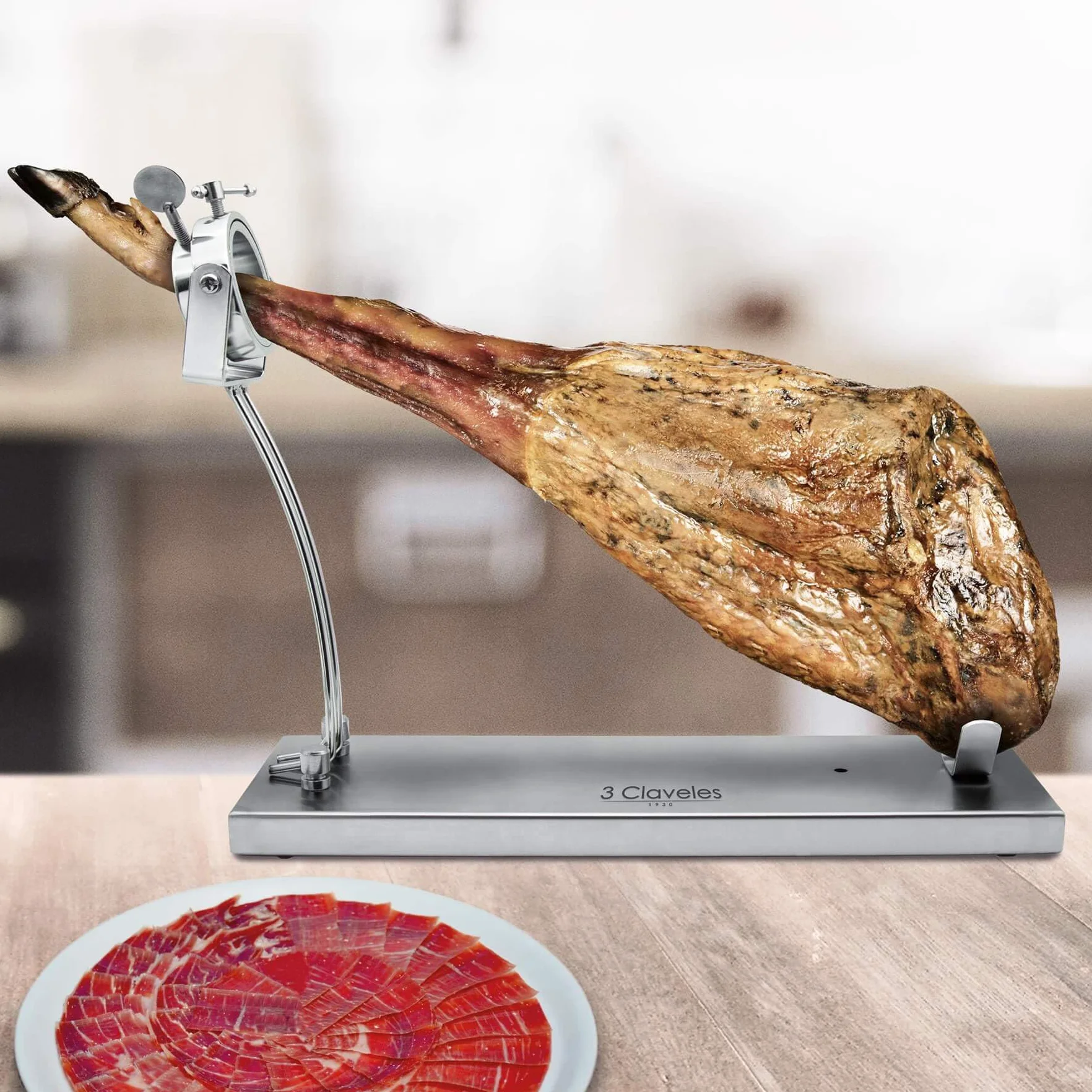 Support à jambon en acier inoxydable 3 Claveles Tête rotative