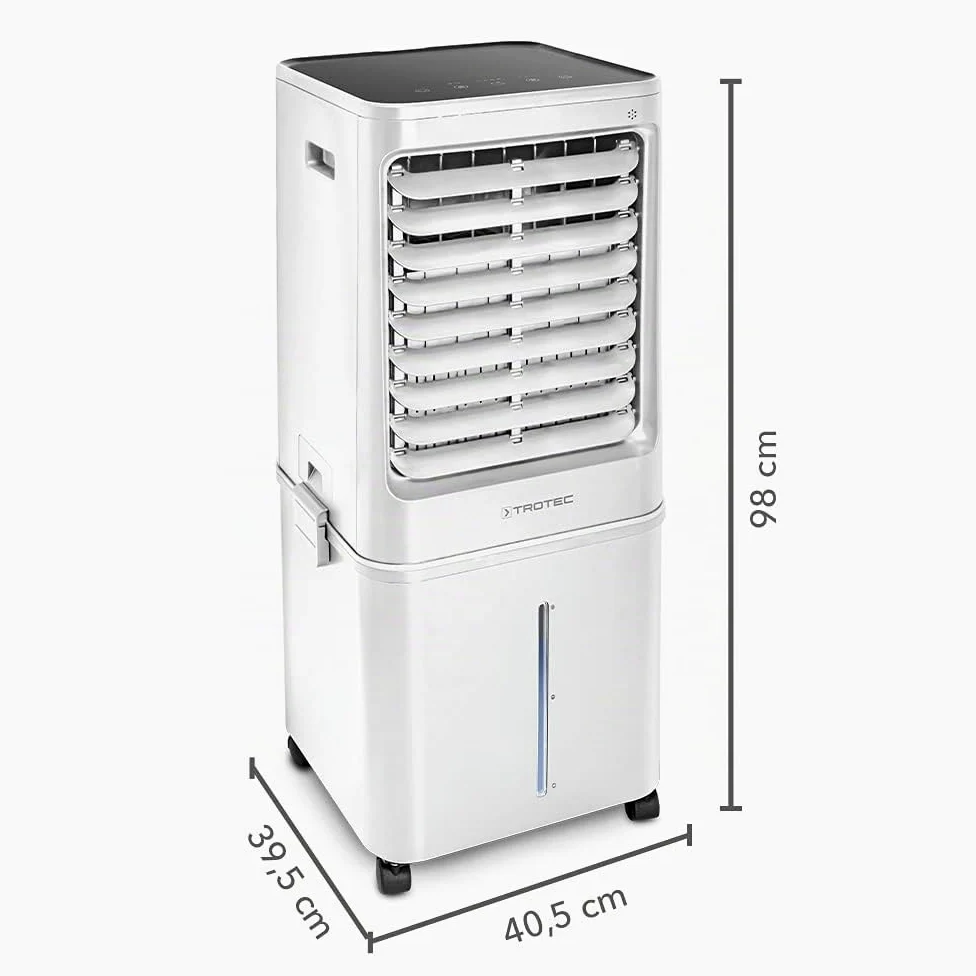 TROTEC Rafraîchisseur d'air PAE 61 - Pour 72m² - Climatiseur sans évacuation à évaporation - 40L Résevoir - Fournis 4 accumulateurs de froid