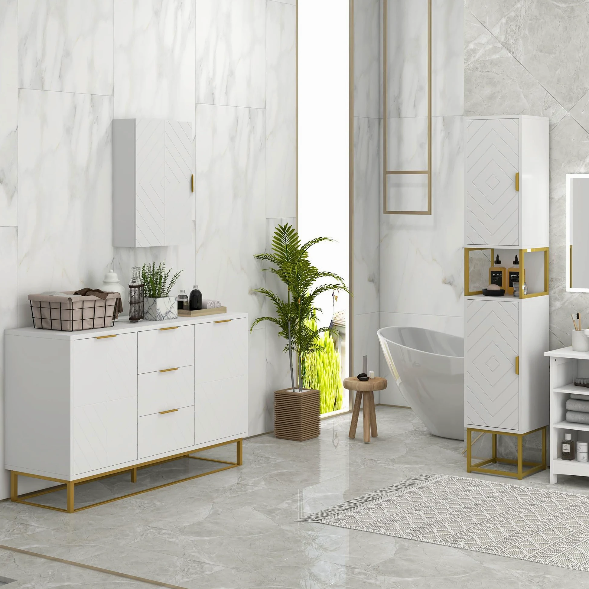 kleankin Armoire Murale de Salle de Bain- Meuble de Rangement - avec étagère réglable - dim. 40L x 15l x 60H cm Blanc