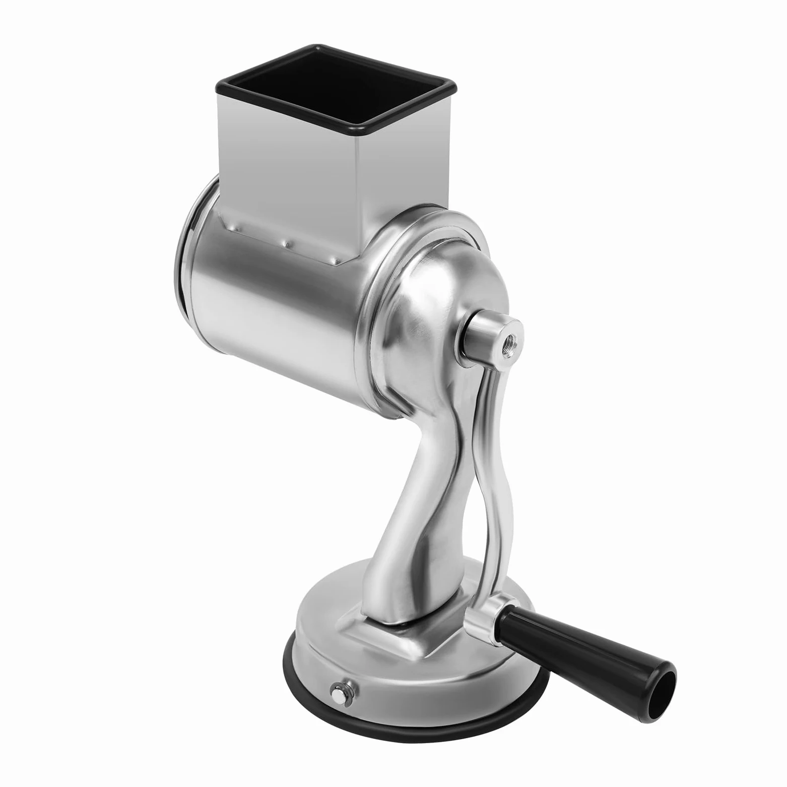 Râpe à tambour en aluminium - En acier inoxydable - Mandoline manuelle - Râpe à pommes de terre - Râpe à fromage avec manivelle et 5 tambours - Pour légumes, oignons, carottes, noix