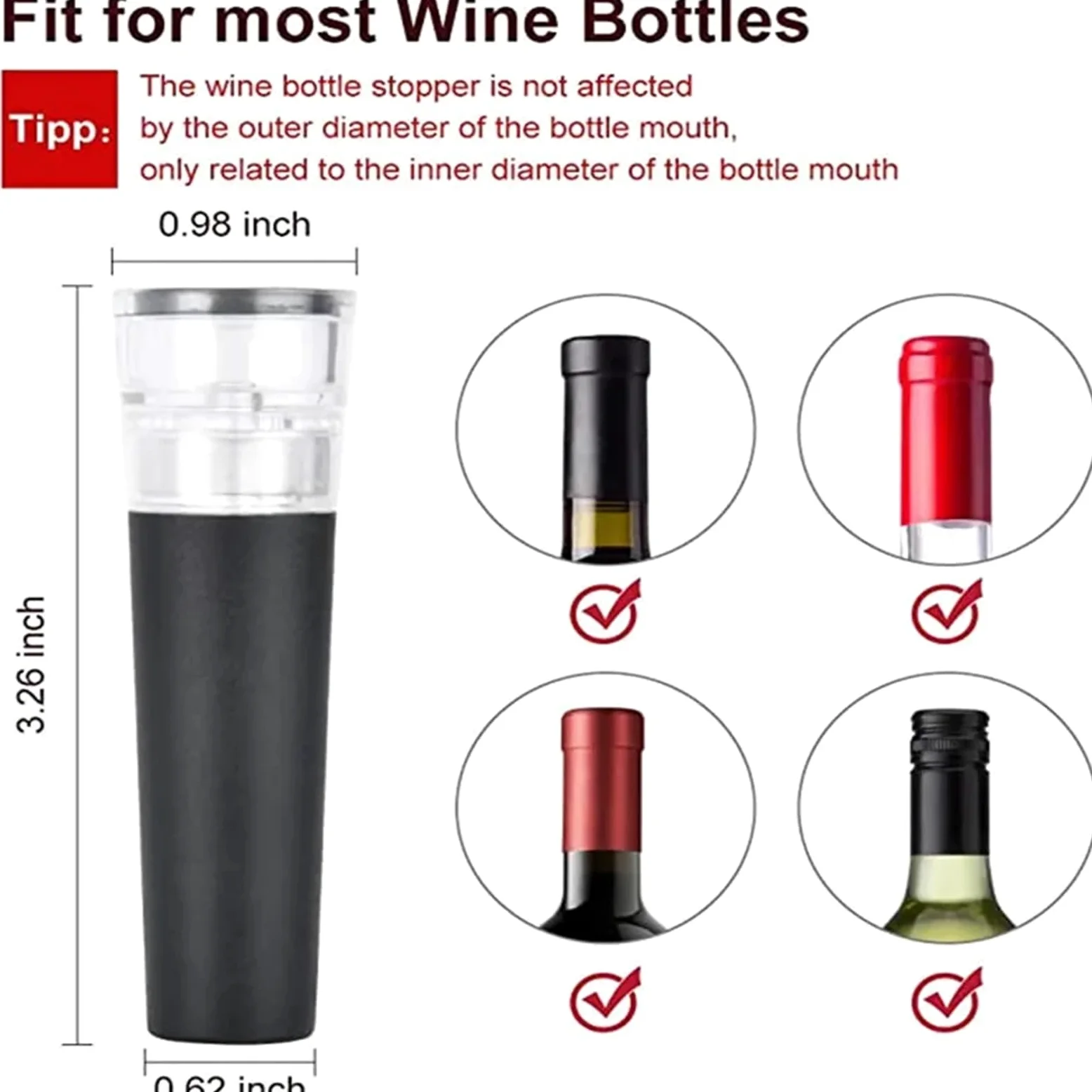 Bouchons à vin 20 pièces bouchons de bouteille en Silicone avec pompe d'économie sous vide intégrée bouchon sécurité alimentaire for garder le Champagne frais