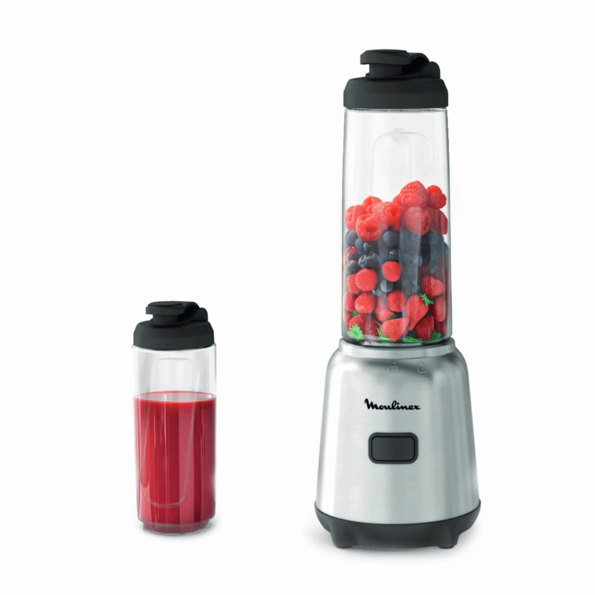 Moulinex Mix & Move Blender mixeur, 300W, Capacité utile 0,6 L, 2 bouteilles à emporter en Tritan, Compact, Ergonomique, Lames amovibles LM15FD10, Métal