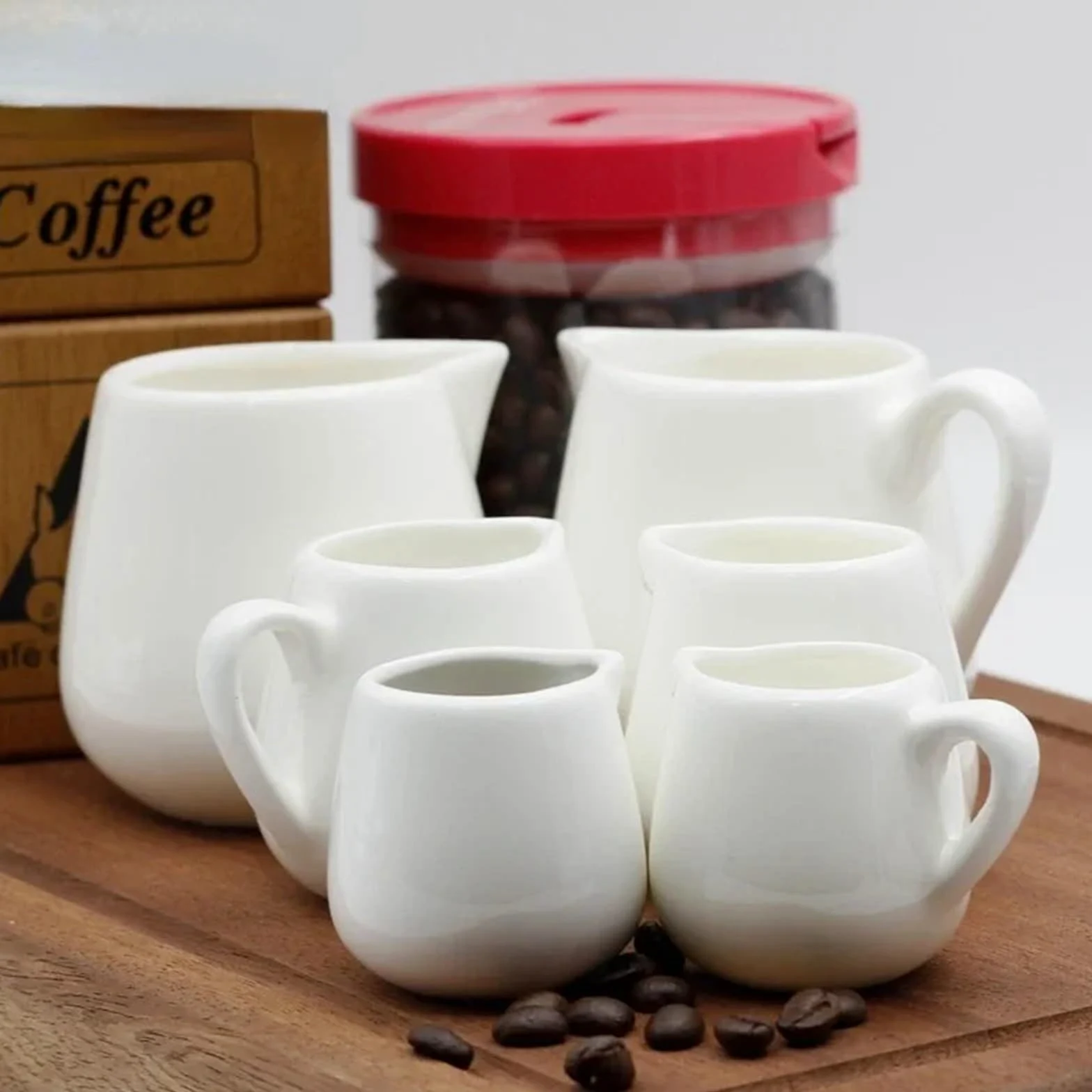 MRKU Pot à Lait, saucière, Verre à Eau, pichet, crémier, Distributeur de café, sucrier, 2 pièces, Service à thé en céramique pour Barista