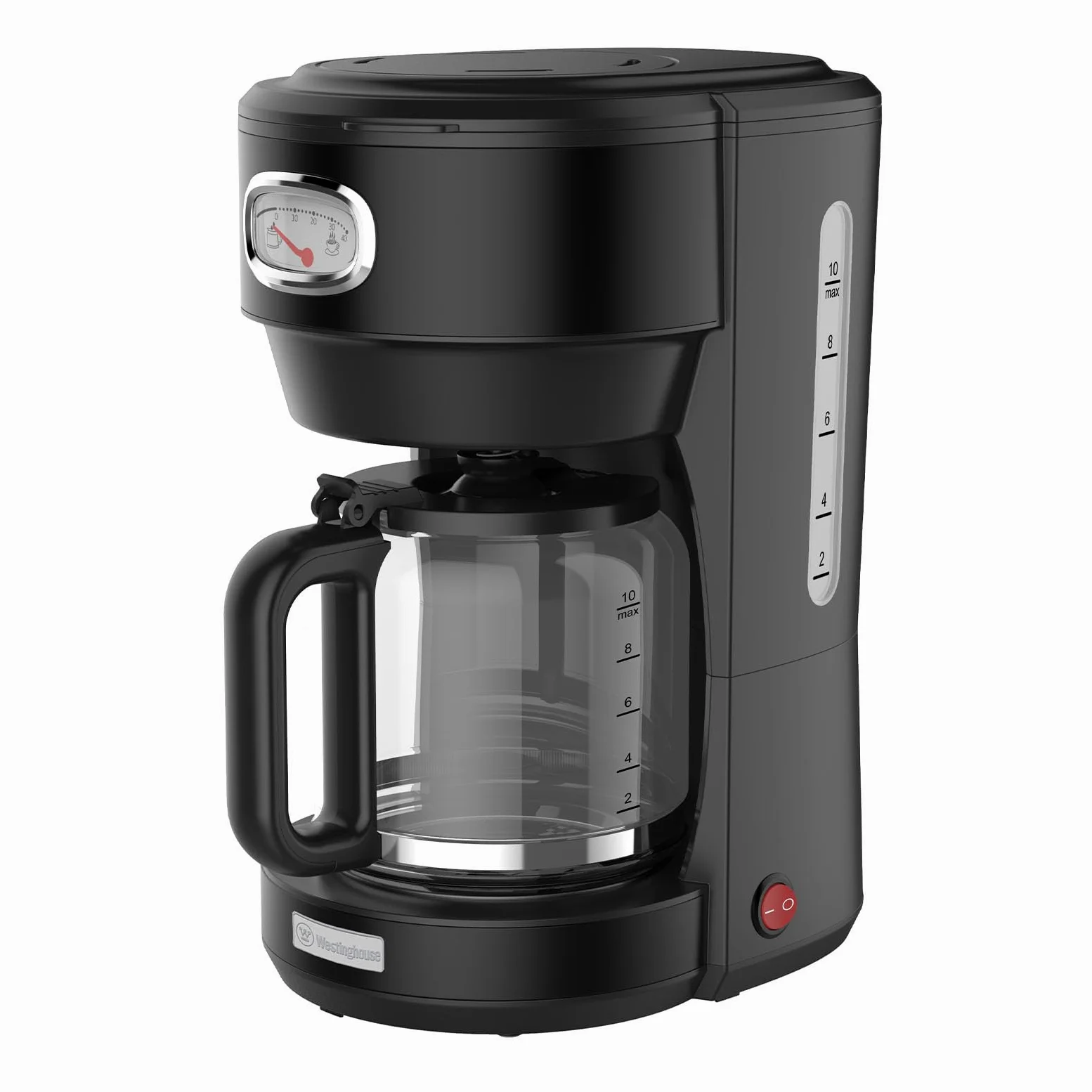 Westinghouse Rétro Cafetière Filtre, Cafetière Pour 10 Tasses, Carafe en Verre, Filtre Permanent, Système Anti-Goutte, Fonction Maintien au Chaud, Noir