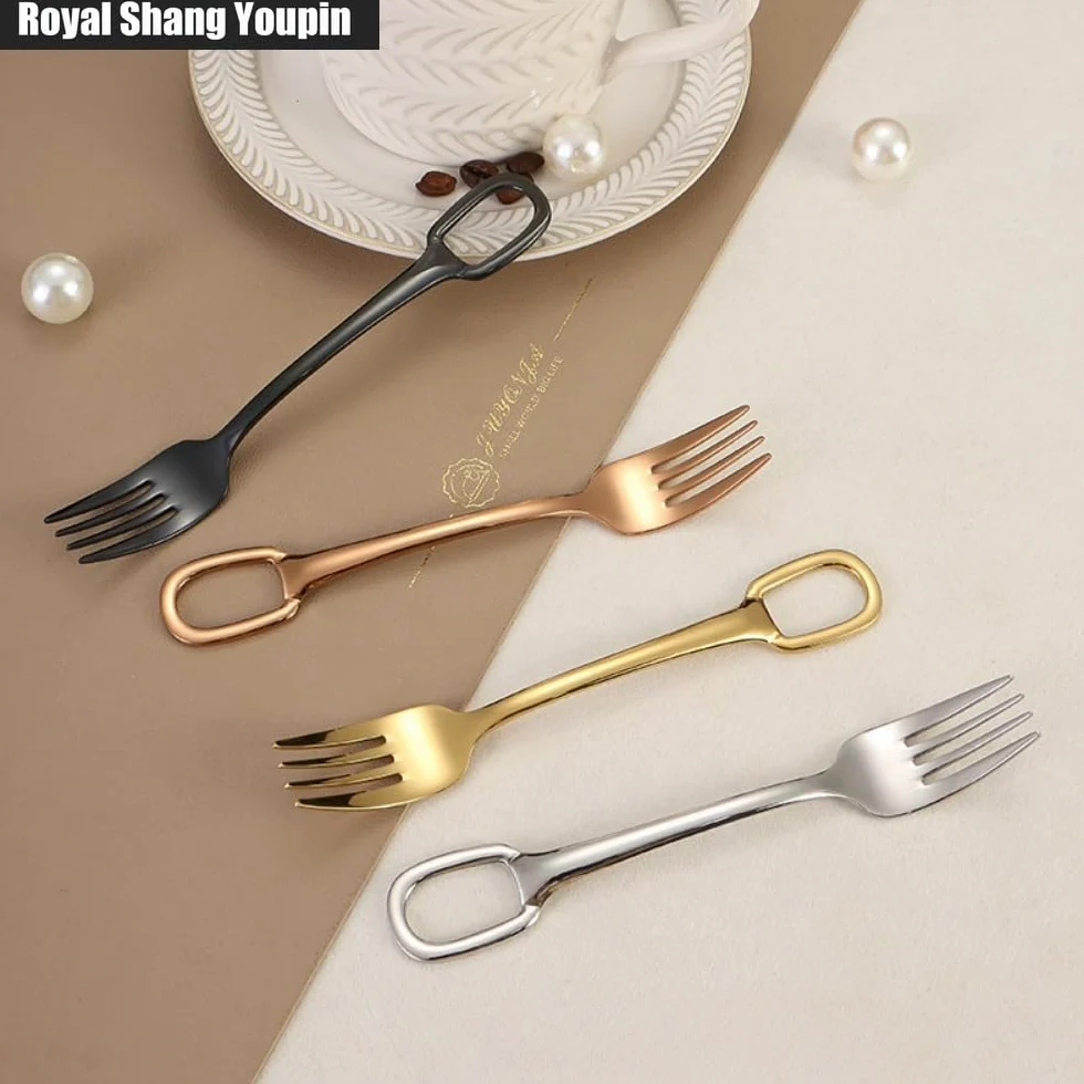 Cuisine Circulaire Trou De Suspension Poignée En Acier Inoxydable Argenterie Vaisselle Couverts Ensemble De Couverts Couteau À Steak Fourchette Cuillère Cuillère À Café (Noir,20 pièces)