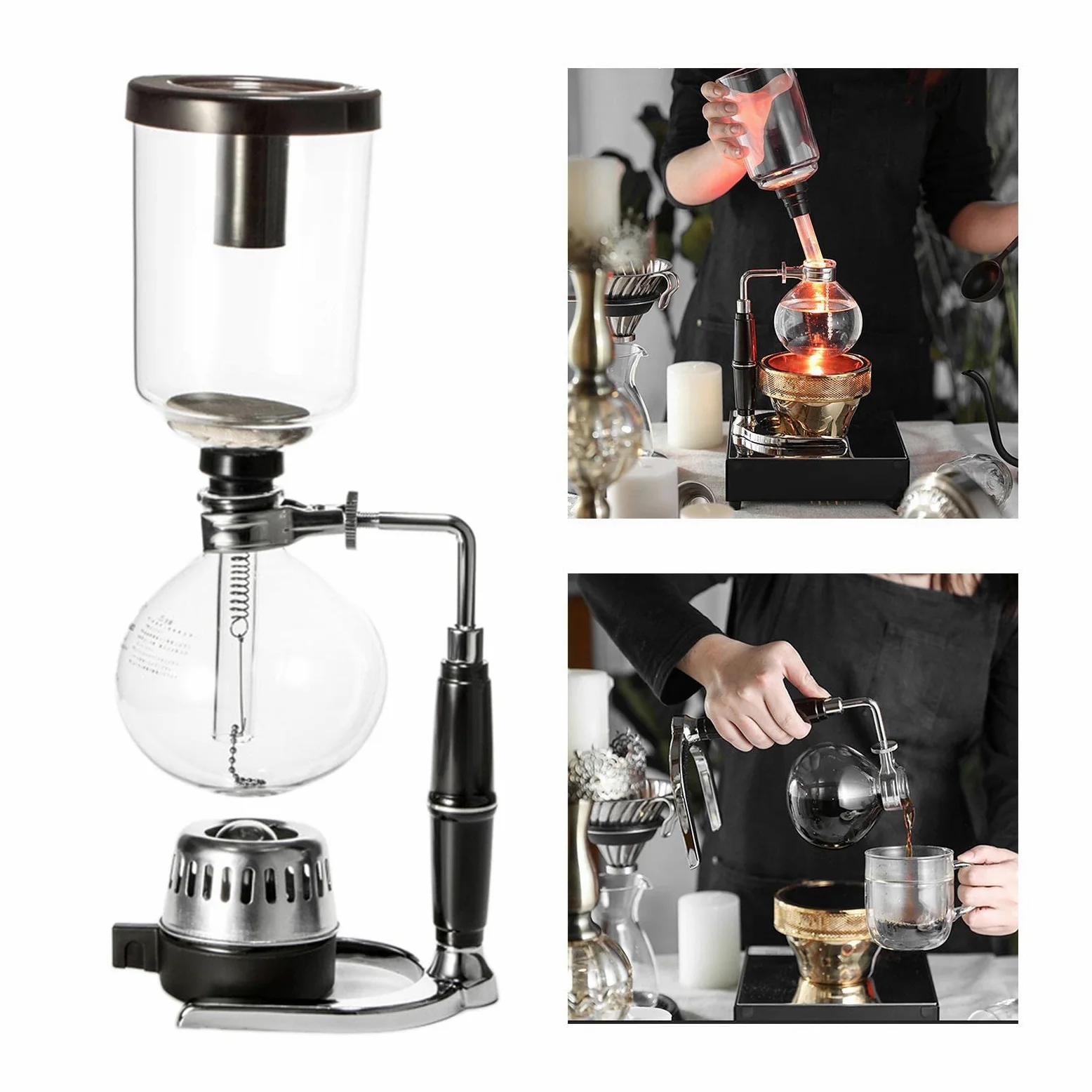 MagiDeal Siphon Cafetière Machines à sous vide pour Bar Home Kitchen Gift, 160x110x360mm
