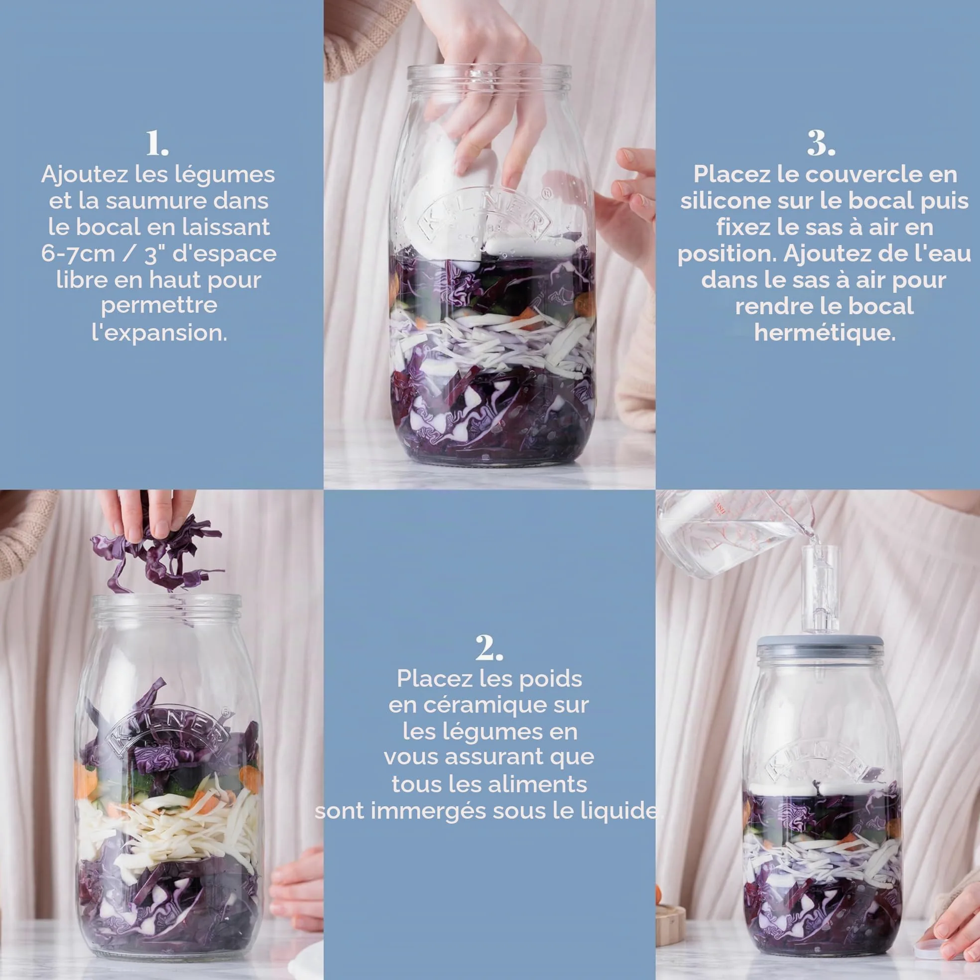 Kilner - Lot de Pots de Fermentation. 3L Fermentation : 3 l, Claire