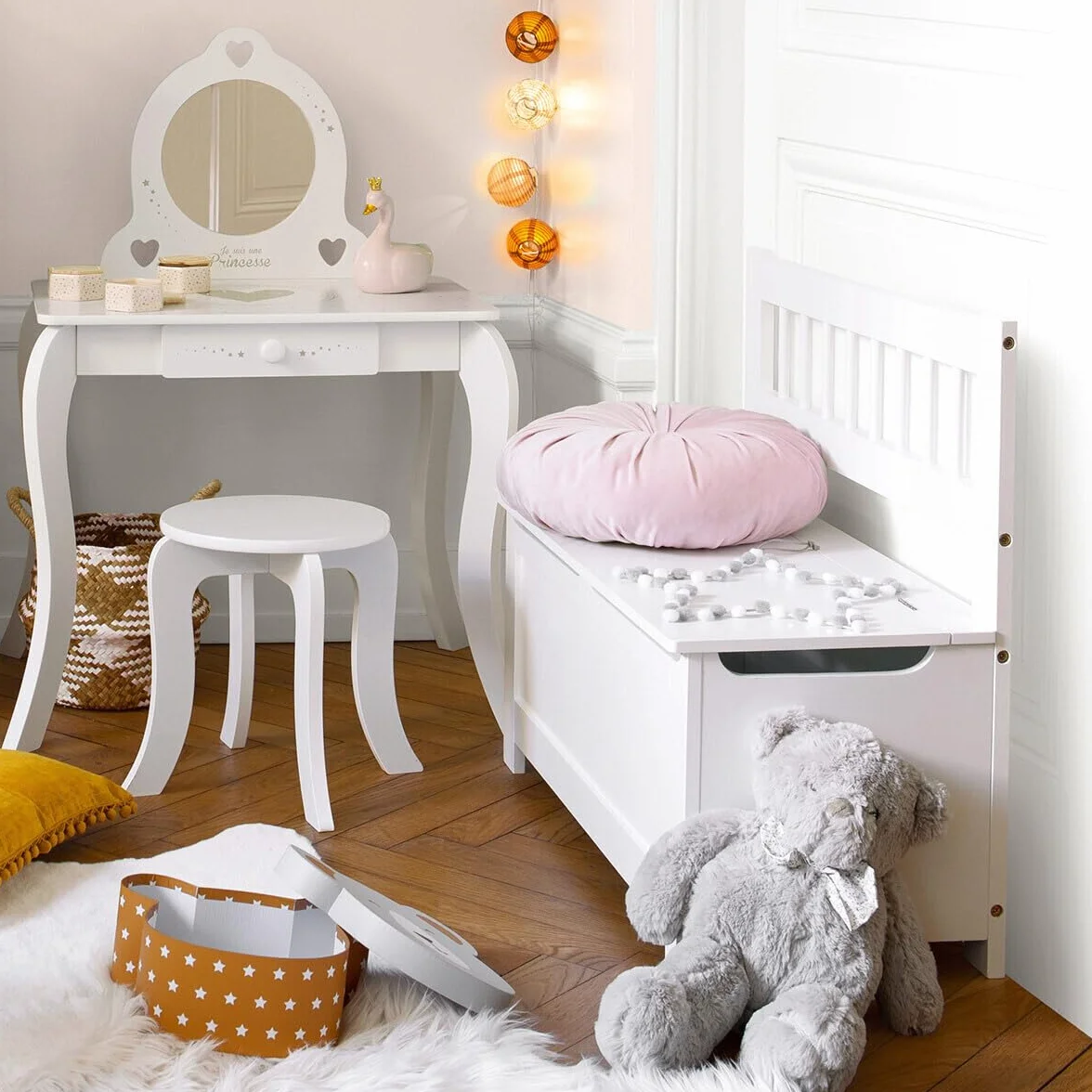 Atmosphera - Banc Coffre Enfant Blanc en Bois