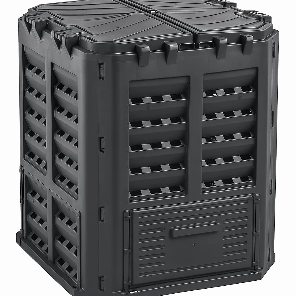 Composteur de Jardin 360L - Conteneur à Compost avec Base - Composteur Thermique en Plastique Noir - Compost - Composteur Thermique - Composteur de Jardin - Composteur