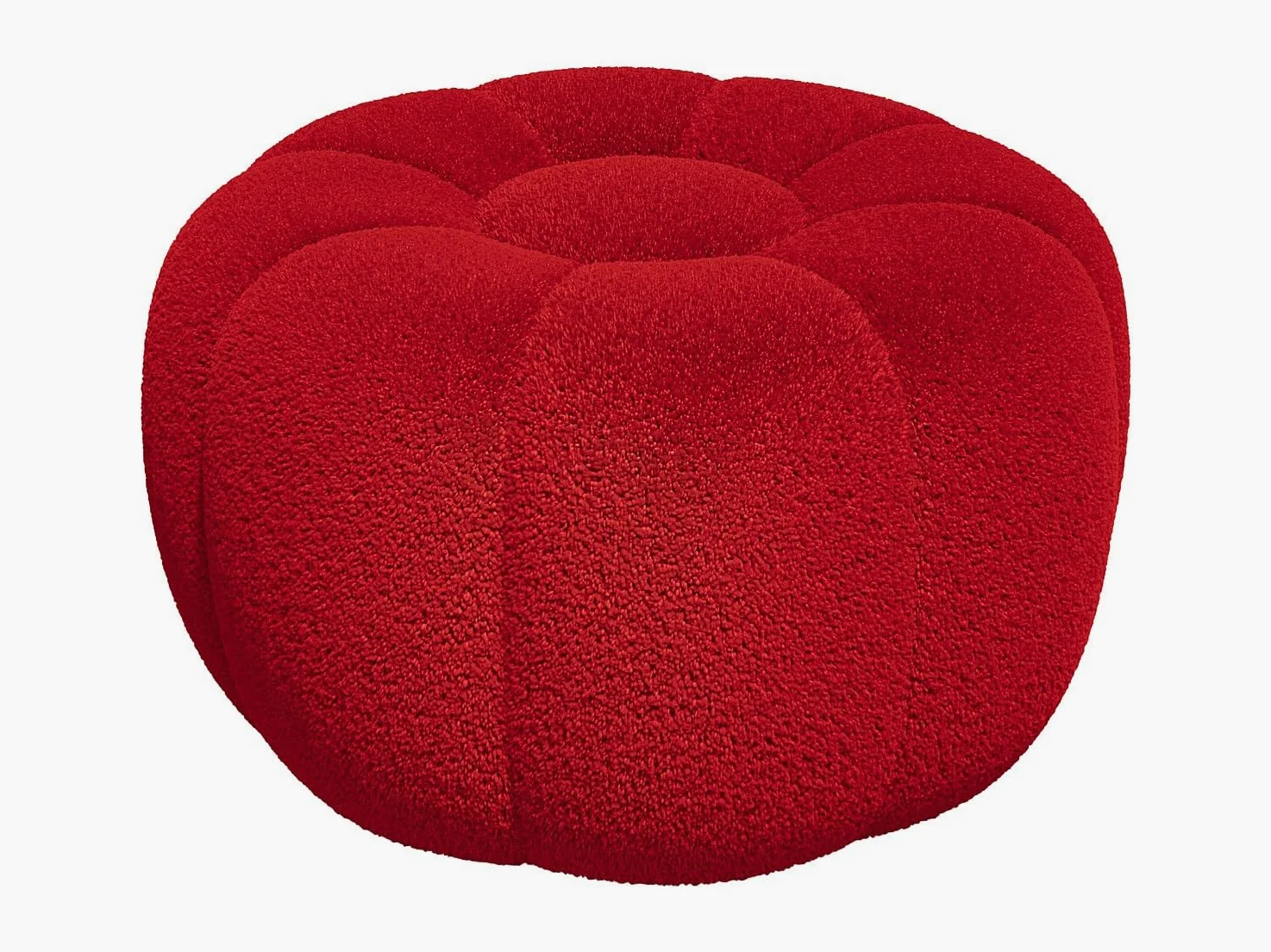 Vente-unique - Pouf Design Fleur en Tissu Bouclette Rouge DELPODA