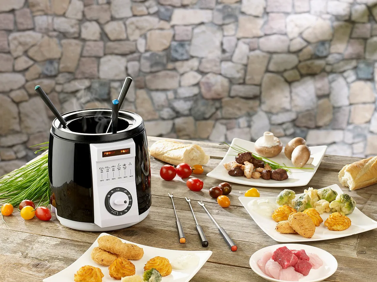 Rosenstein & Söhne Mini-friteuse avec service à fondue - 0,9 L
