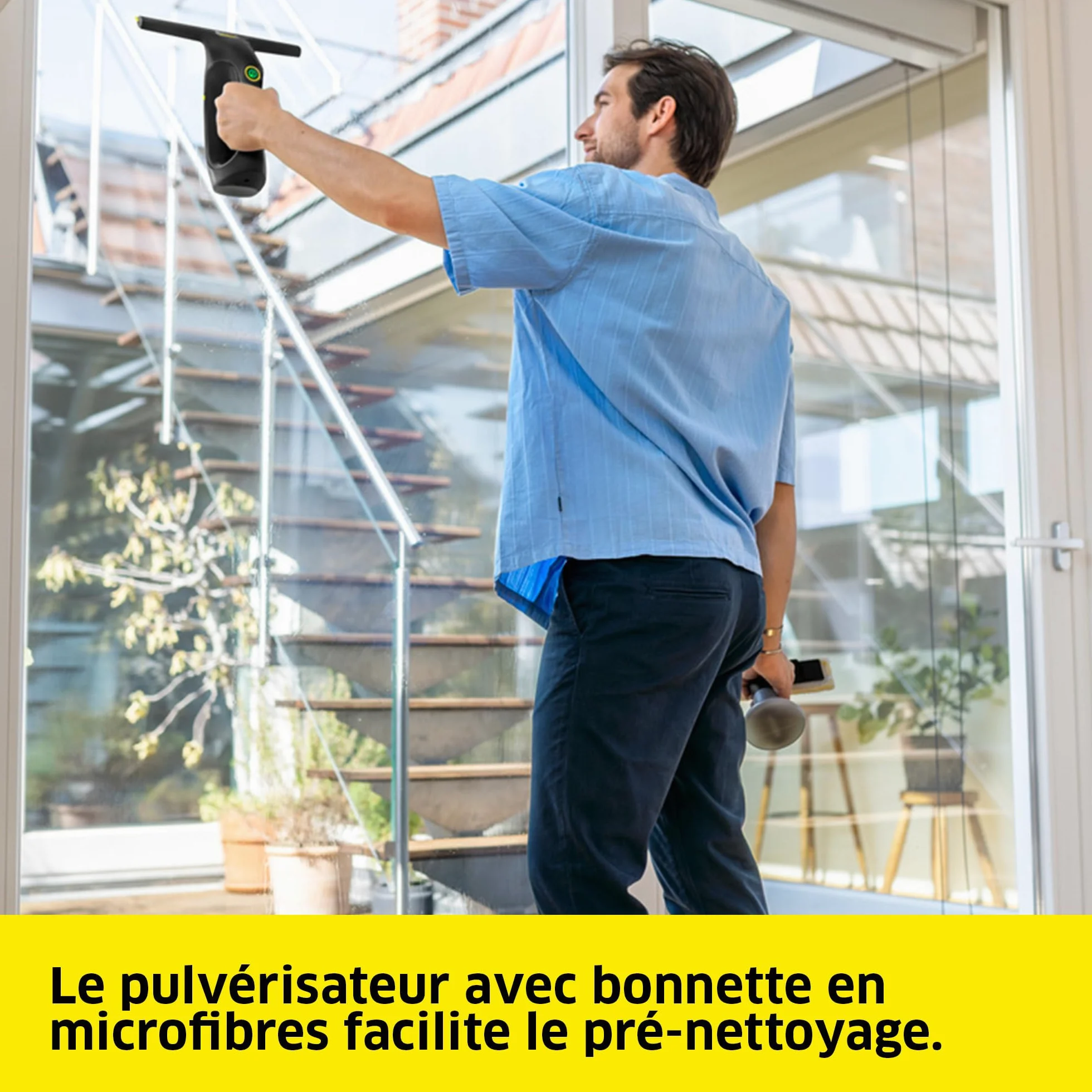 Kärcher nettoyeur de vitres sans fil WV 2 Universal Precision+ Black, autonomie : 35 min, réservoir : 120 ml, 2 raclettes, pulvérisateur avec bonnette en microfibres, nettoyant vitres 20 ml
