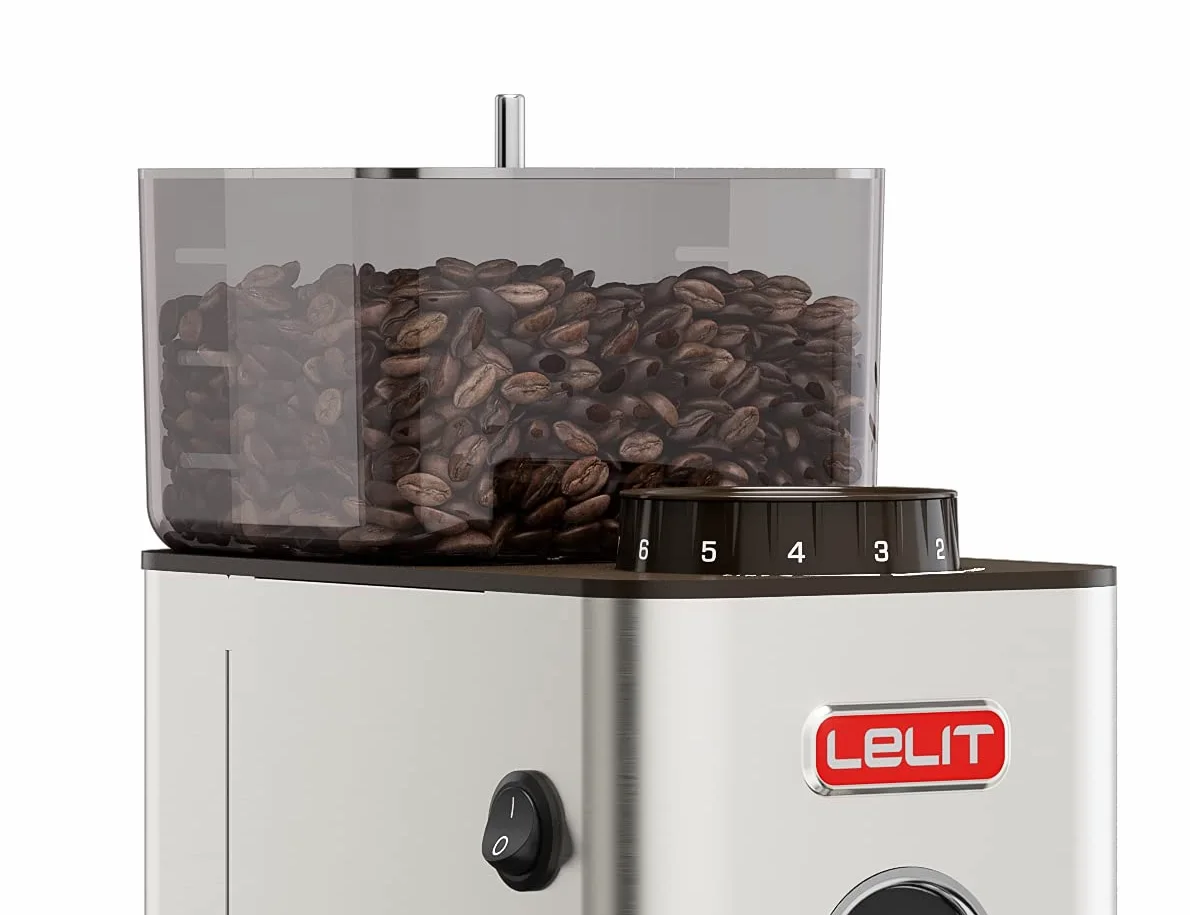 LELIT William PL72 Moulin à Café avec Meules Plates - Avec LCC pour Réguler le Temps de Mouture - Acier Inoxydable Brossé