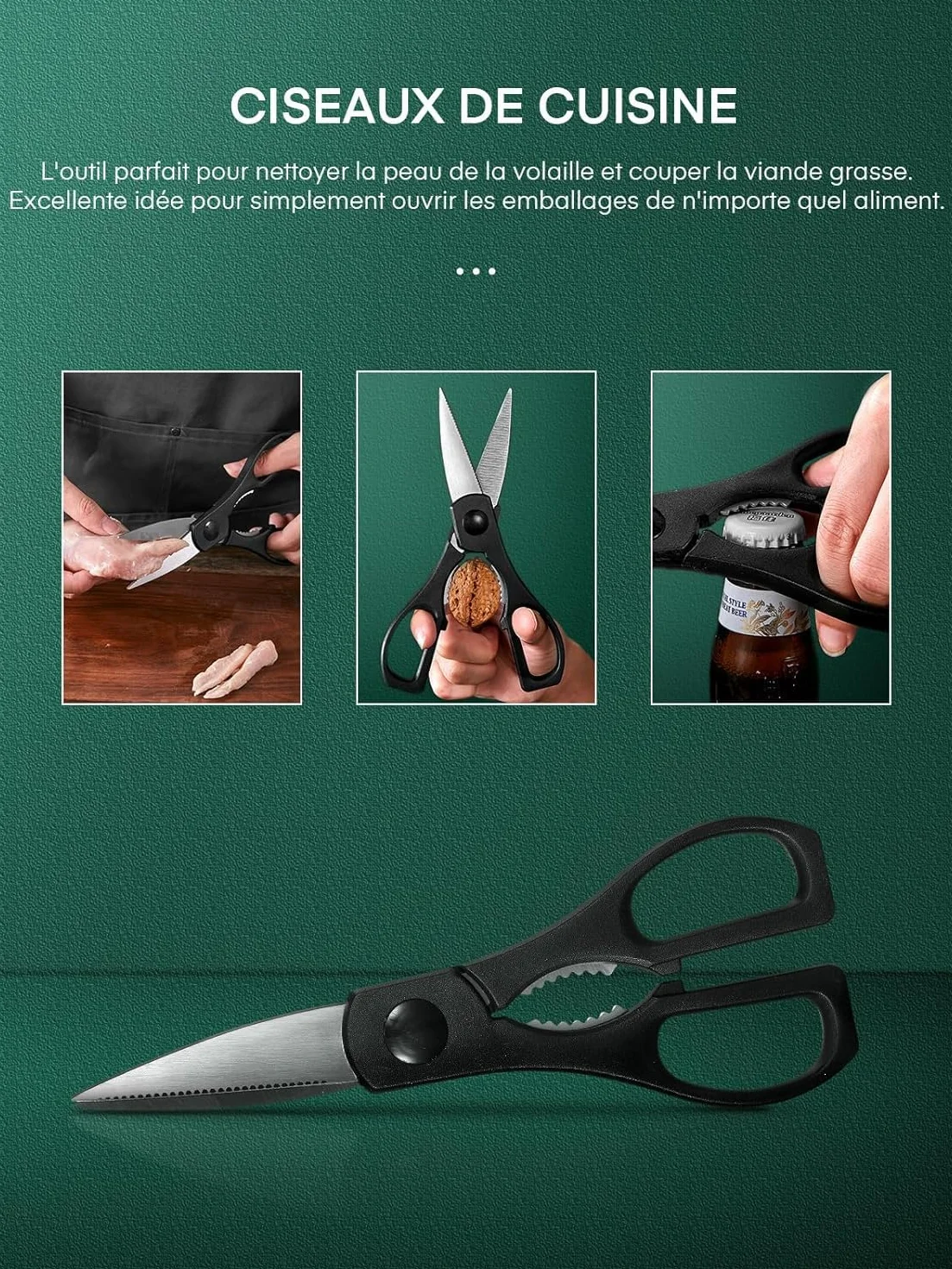 D.Perlla Couteaux de Cuisine, Set Couteau de Cuisine 16 Pièces en Acier Inoxydable, Bloc de Couteaux Professionnel avec Support en Bois