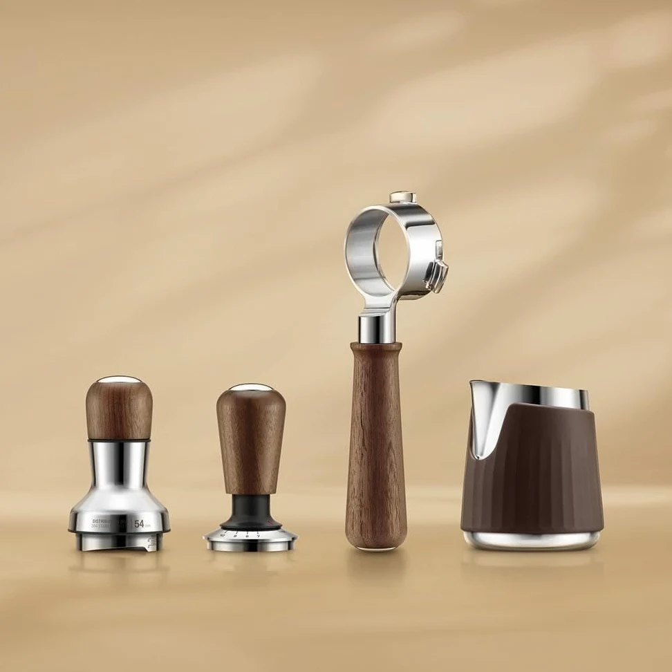 Sage - The Force Gauge Tamper 54mm - Tasseur à Espresso Auto-nivelant, Pression Cohérente, Compatible avec Les Porte-filtres de 54mm - Noyer de Qualité Supérieure