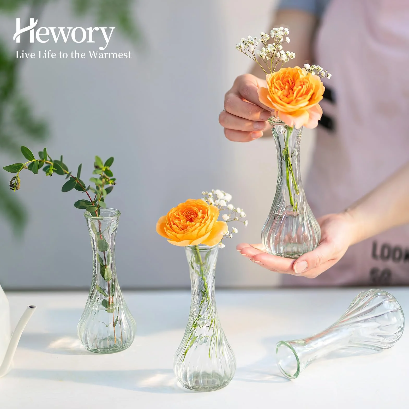 Hewory Petit Vase Deco Table - 12 Soliflore en Verre Petit Vase en Verre Transparent pour Centre De Table - Vases Decoratifs pour Decoration Mariage Anniversaire Home Salon Parti