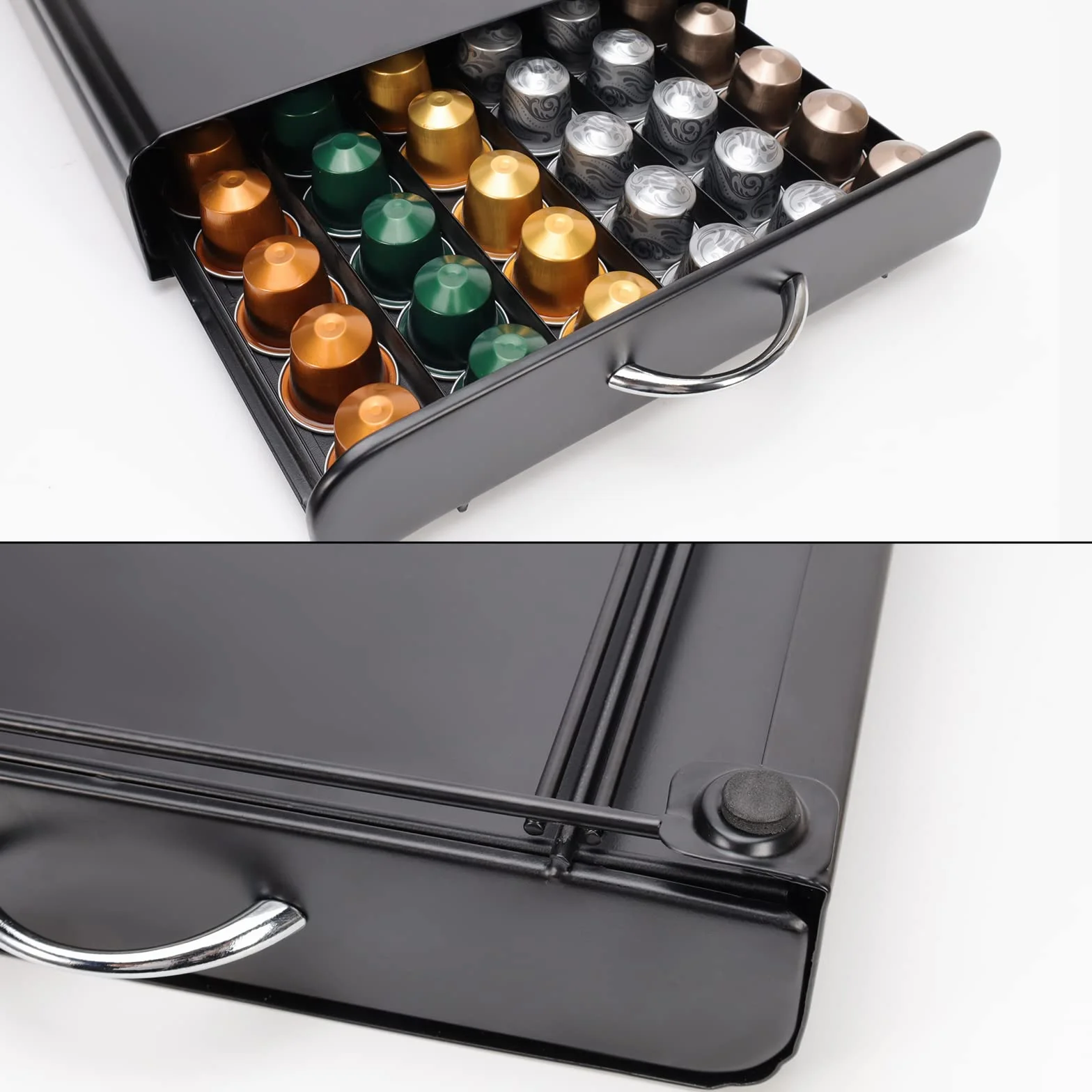 Tiroirs à capsules de café compatible pour Nespresso,Tiroir de rangement pour 60 capsules,Porte dosettes de café,Supports pour Capsules.