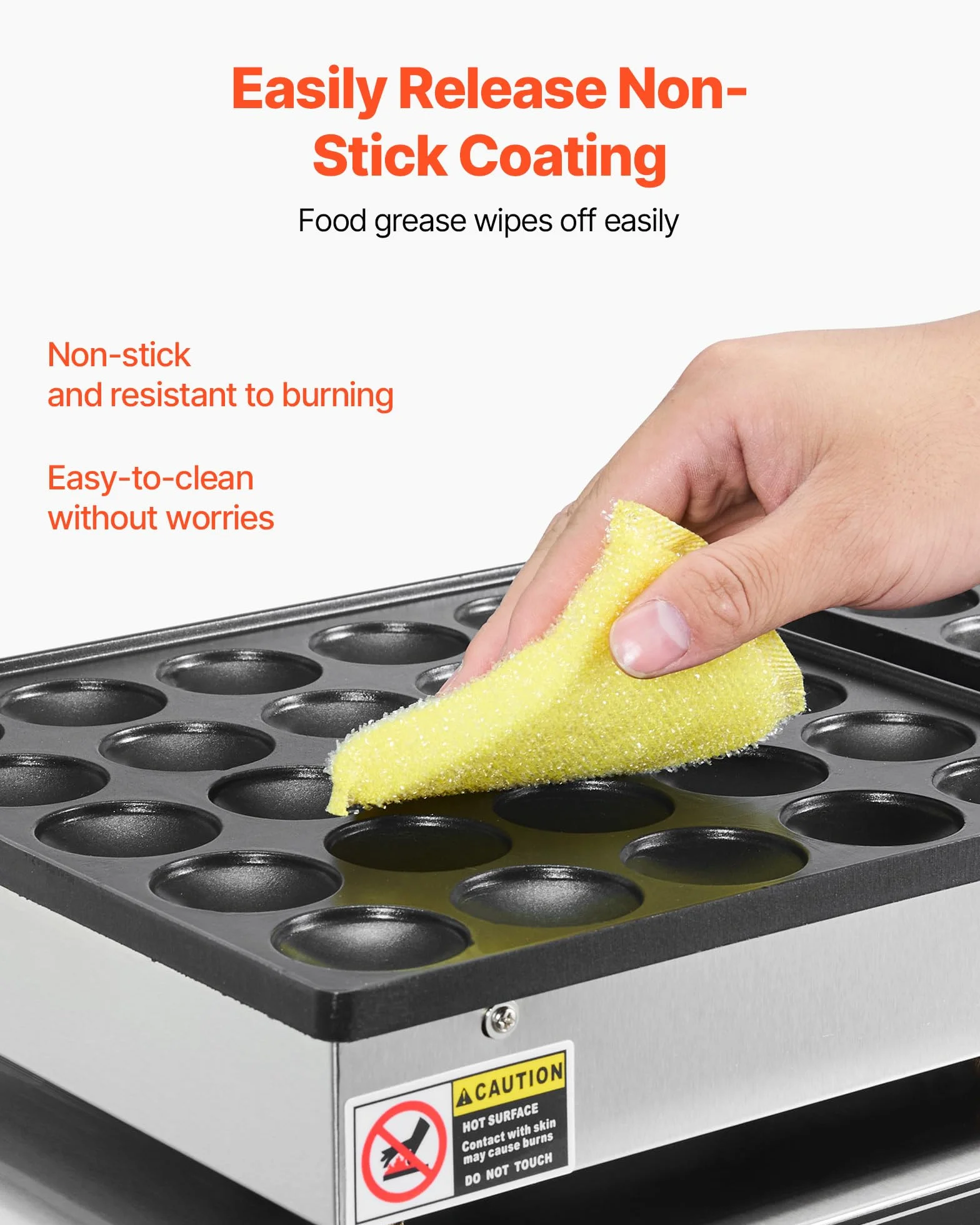 VEVOR Mini-crêpières hollandaises antiadhésives en acier inoxydable, 50 pcs, machine à crêpes Dorayaki électrique commerciale 1800 W, température et temps réglable, pour cuisine, restaurant, dessert