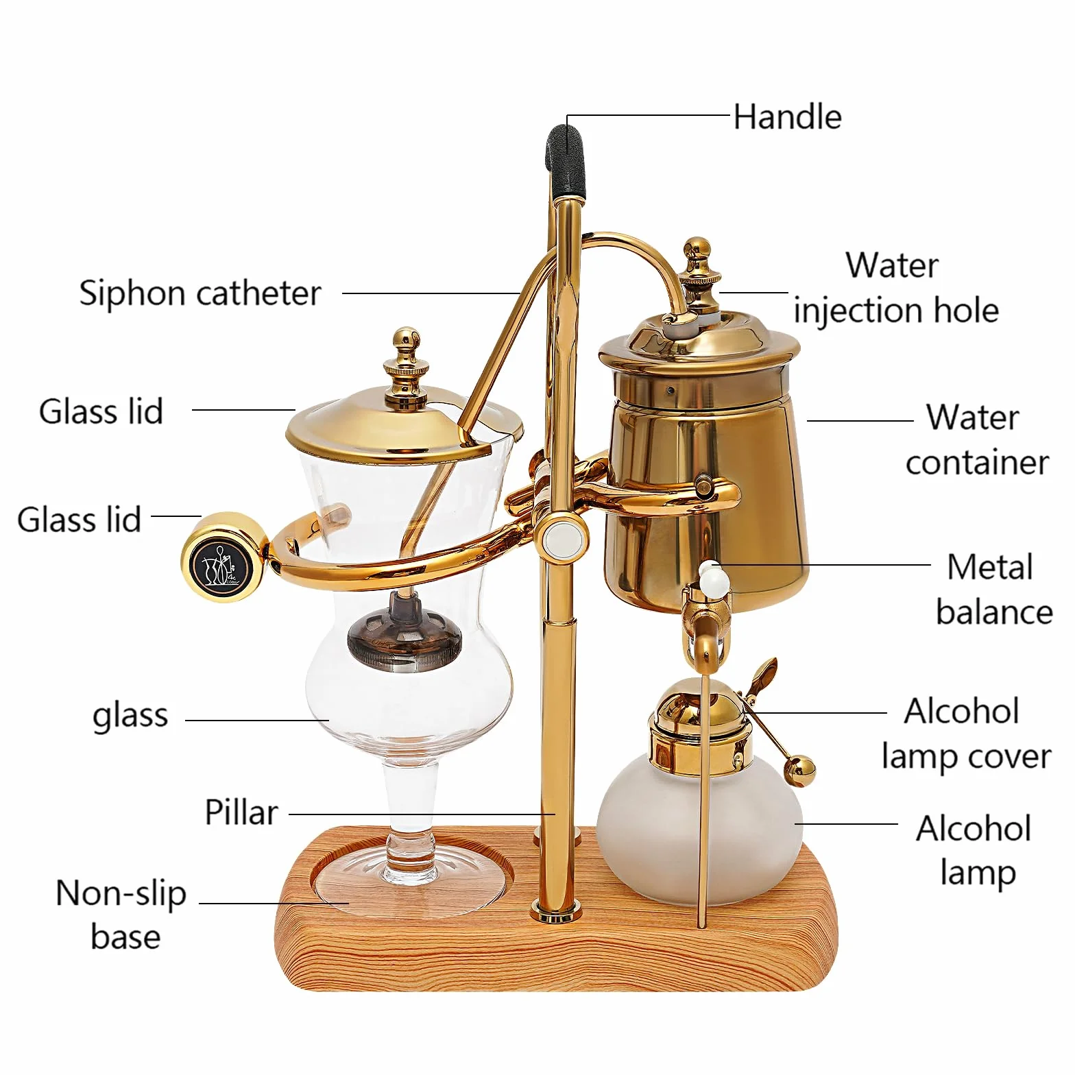 Siphon Cafetière Sous Vide Cafetière Belge Siphon Cafetière Royal Famille Siphon Cafetière De Luxe Siphon Balance Cafetière Avec Filtre Intégré Cafetière Belge Siphon Set Cafetière Belge Or